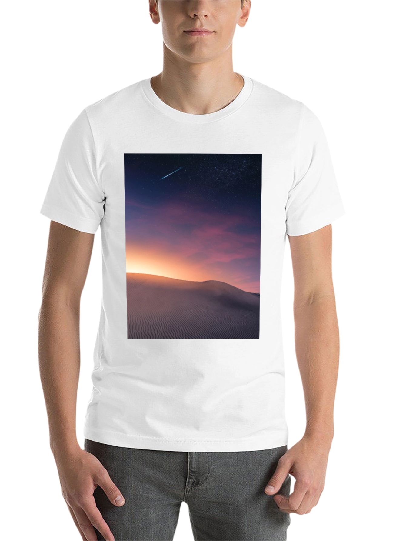 Black Night Desert Scene Graphic T-Shirt view 14