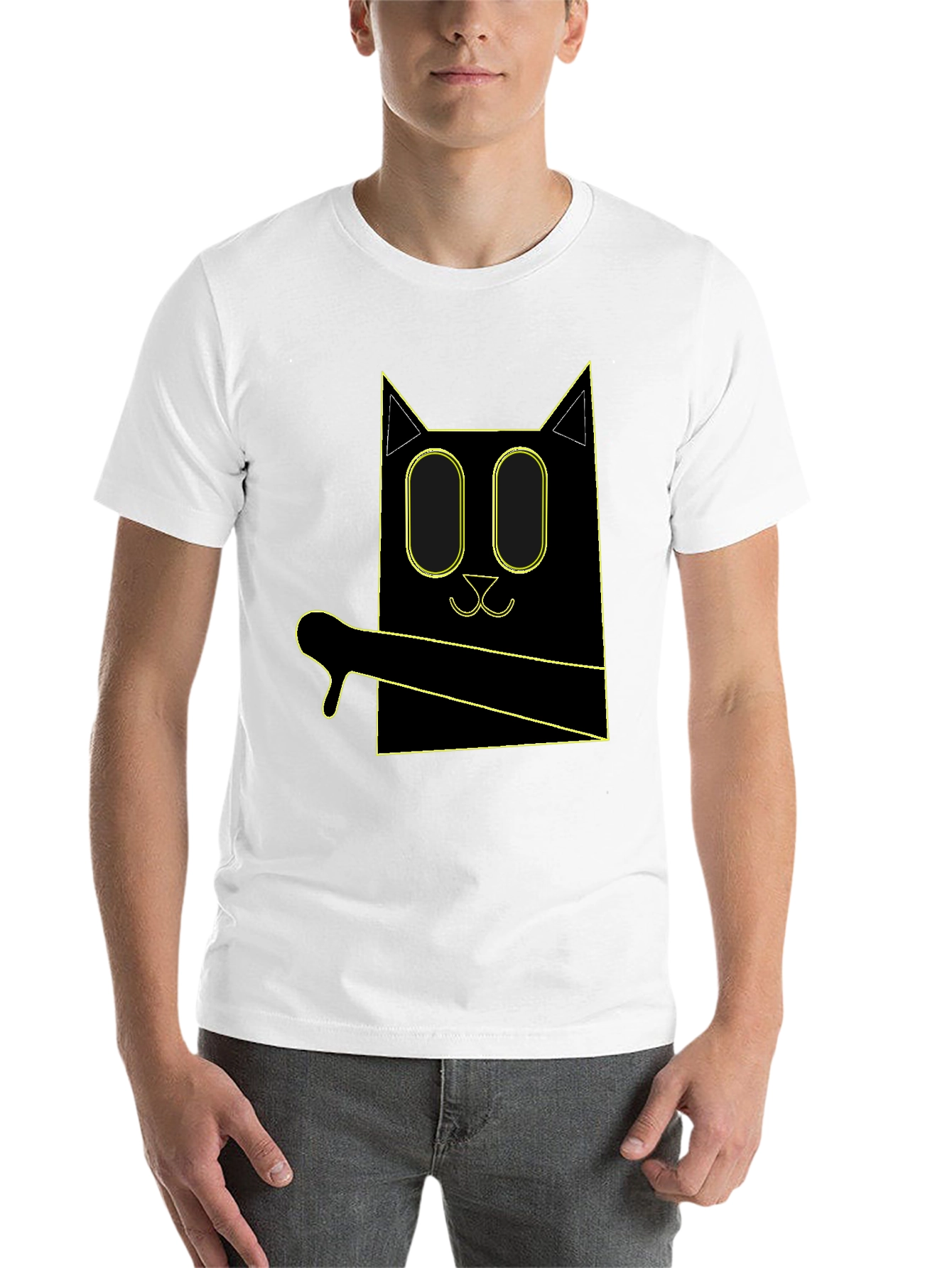 Black Geometric Cat T-Shirt view 14