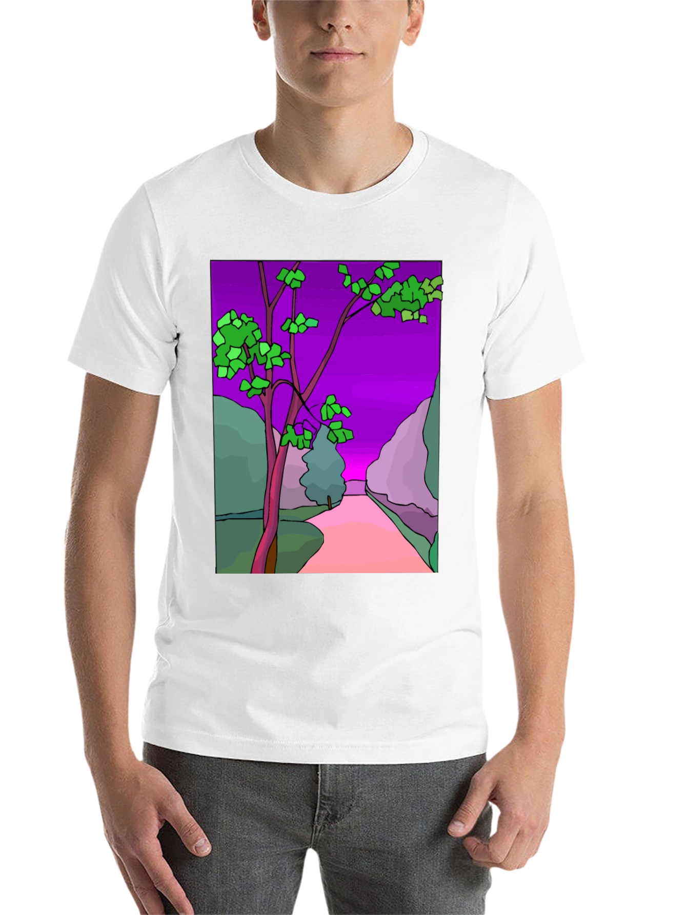 Black Nature Print Black T-Shirt view 14