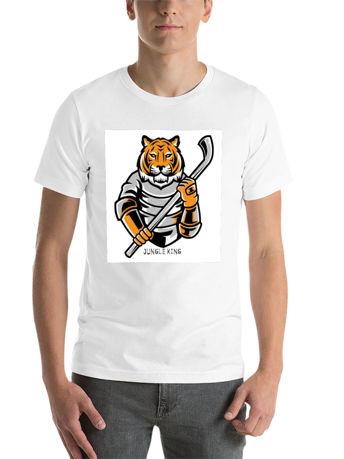 Black Jungle King Tiger Hockey T-Shirt view 14