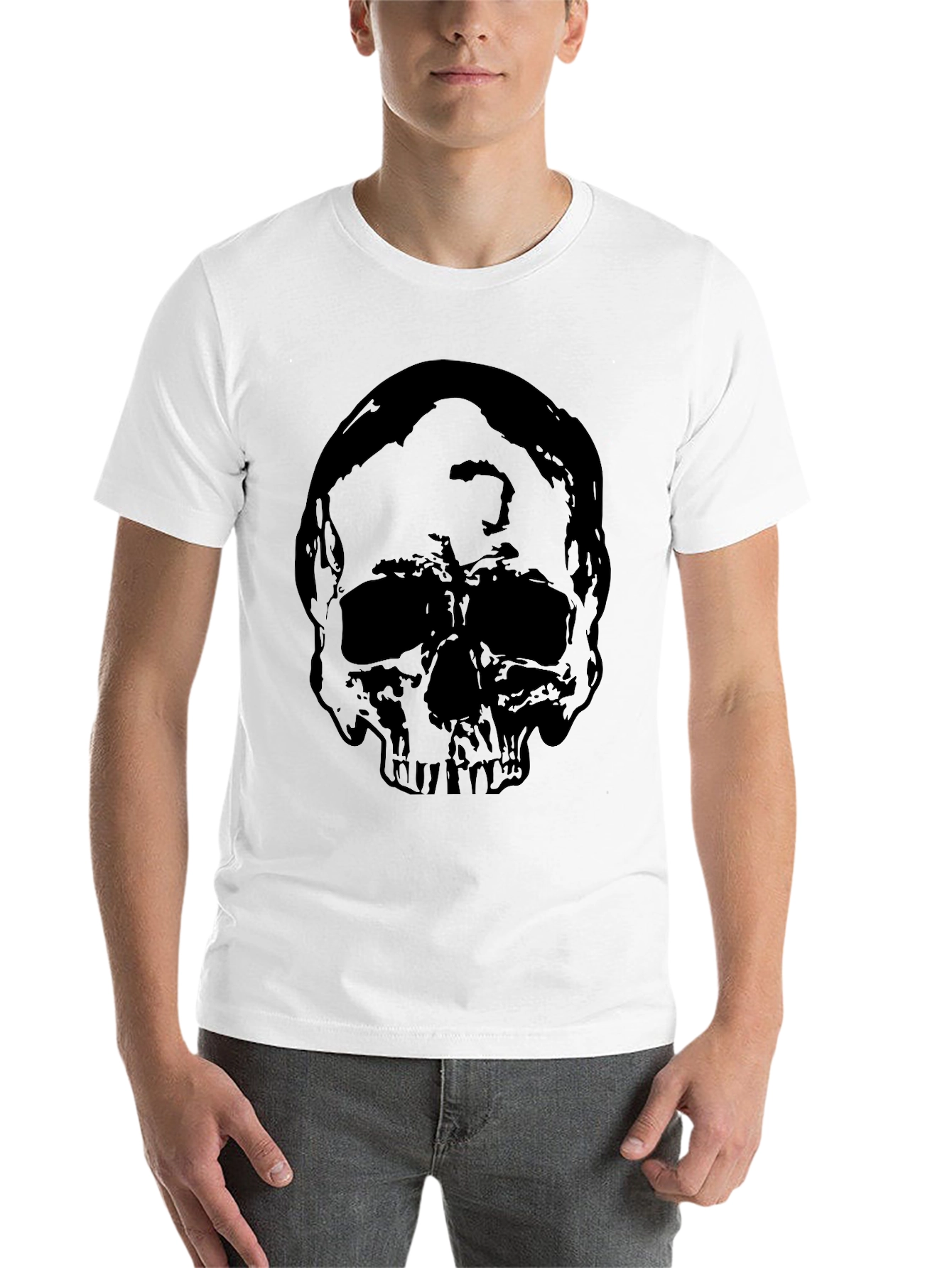 Black Skull Graphic Black T-Shirt for Men view 14