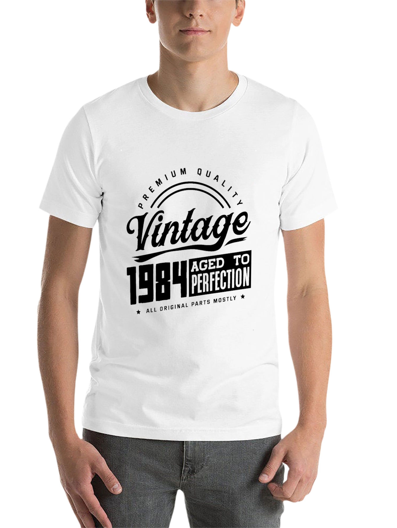 Black Vintage 1984 Aged to Perfection Black T-Shirt view 14
