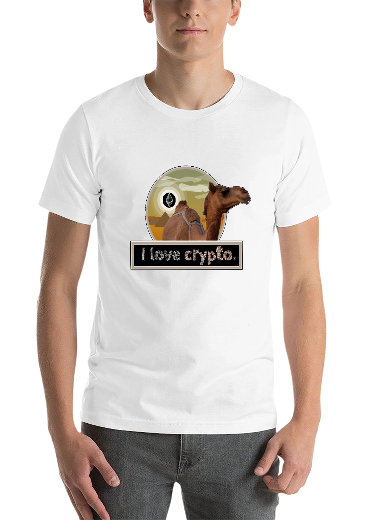 Black I Love Crypto Camel T-Shirt view 14