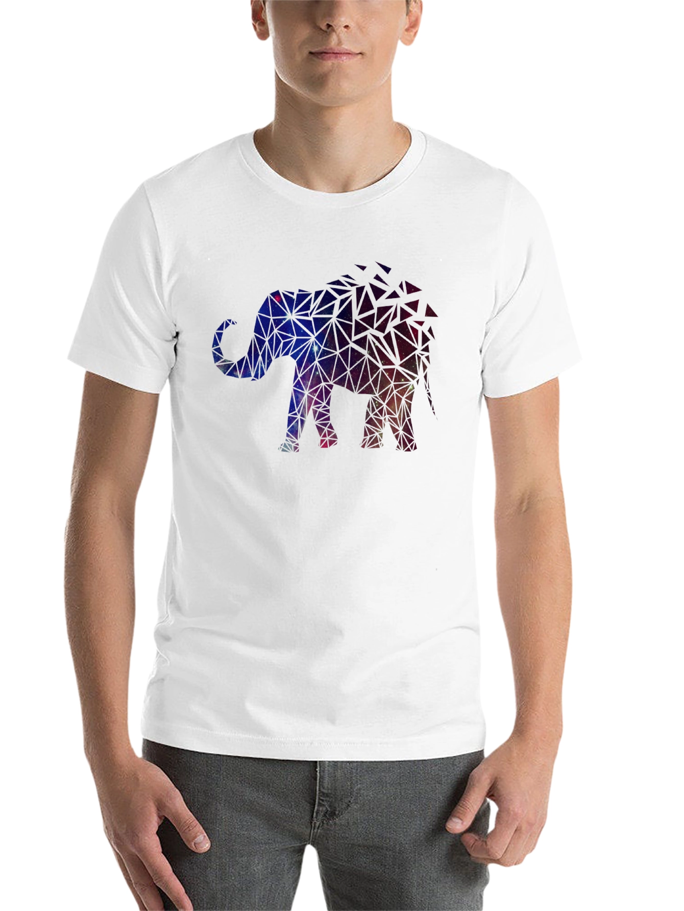 Black Geometric Galaxy Elephant Graphic Tee view 14