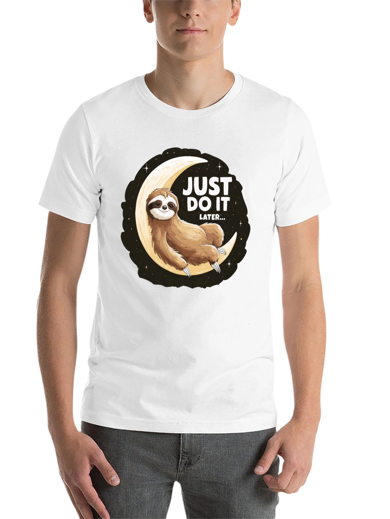 Black Just Do It Later Sloth T-Shirt - Lazy Moon Design view 14