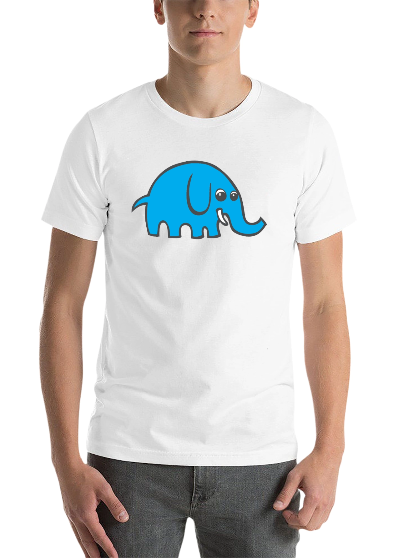 Black Cool Blue Elephant Graphic Black T-Shirt view 14