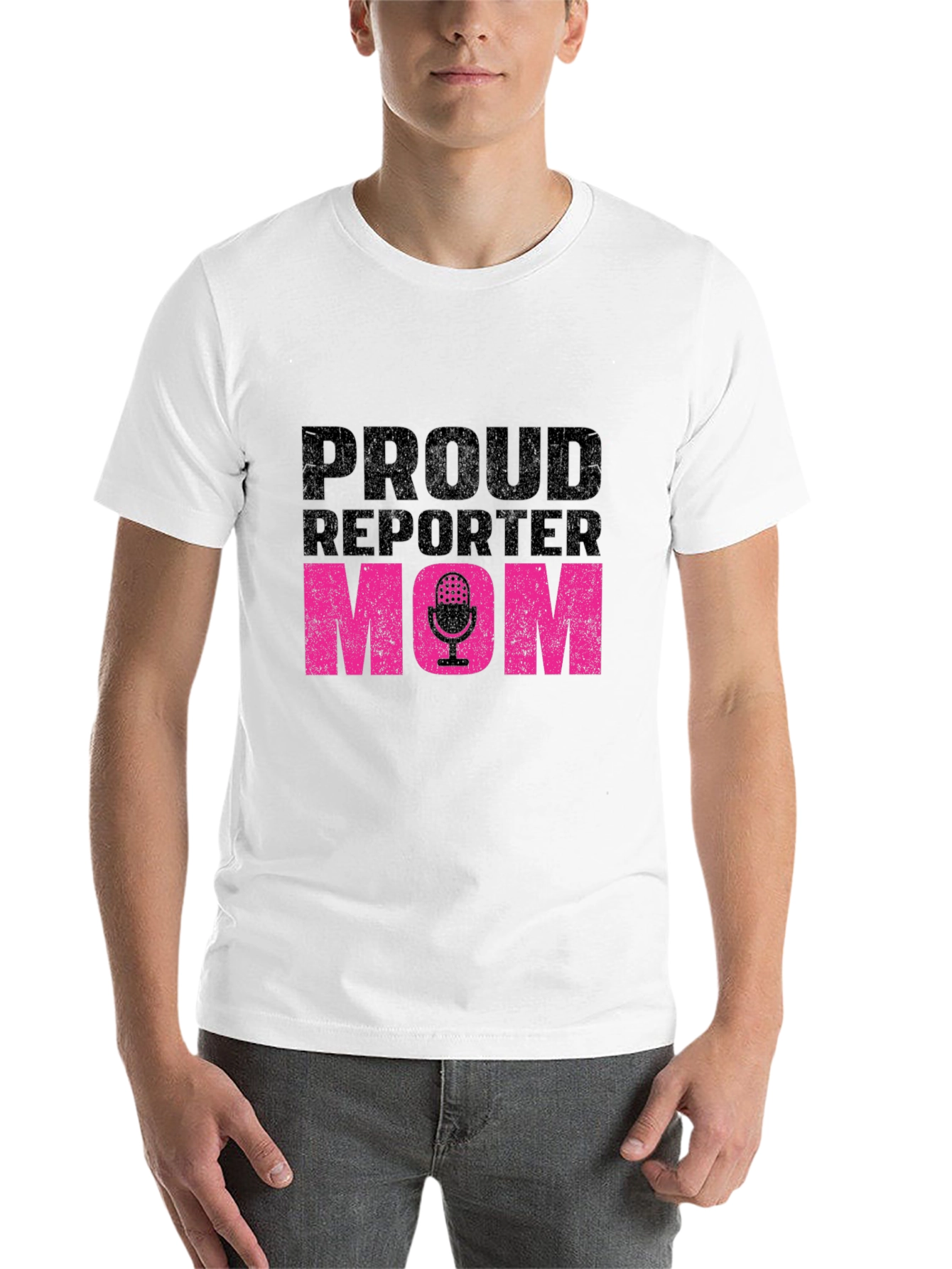 Black Proud Reporter Mom T-Shirt - Black view 14