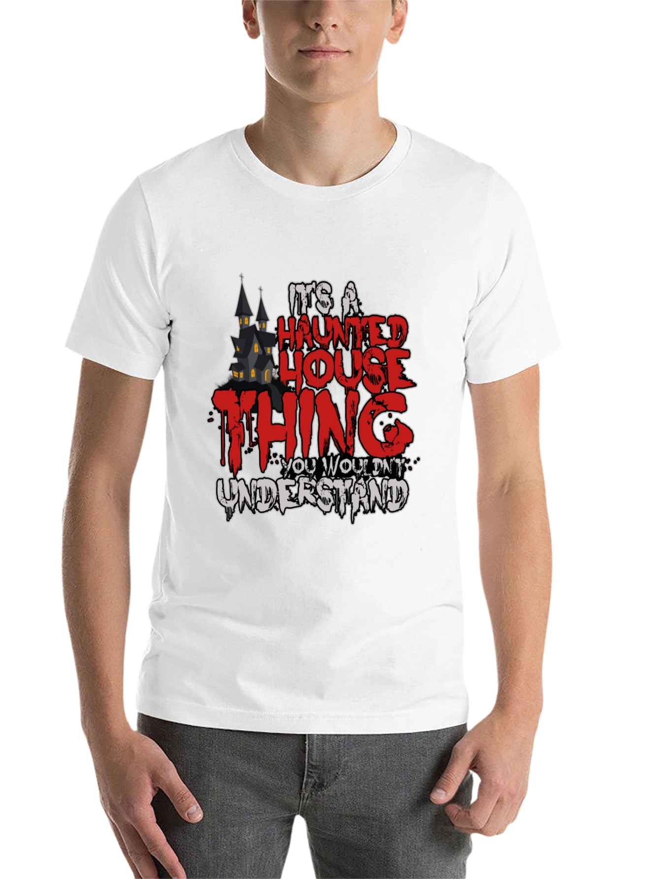 Black Haunted House Thing Graphic Tee view 14