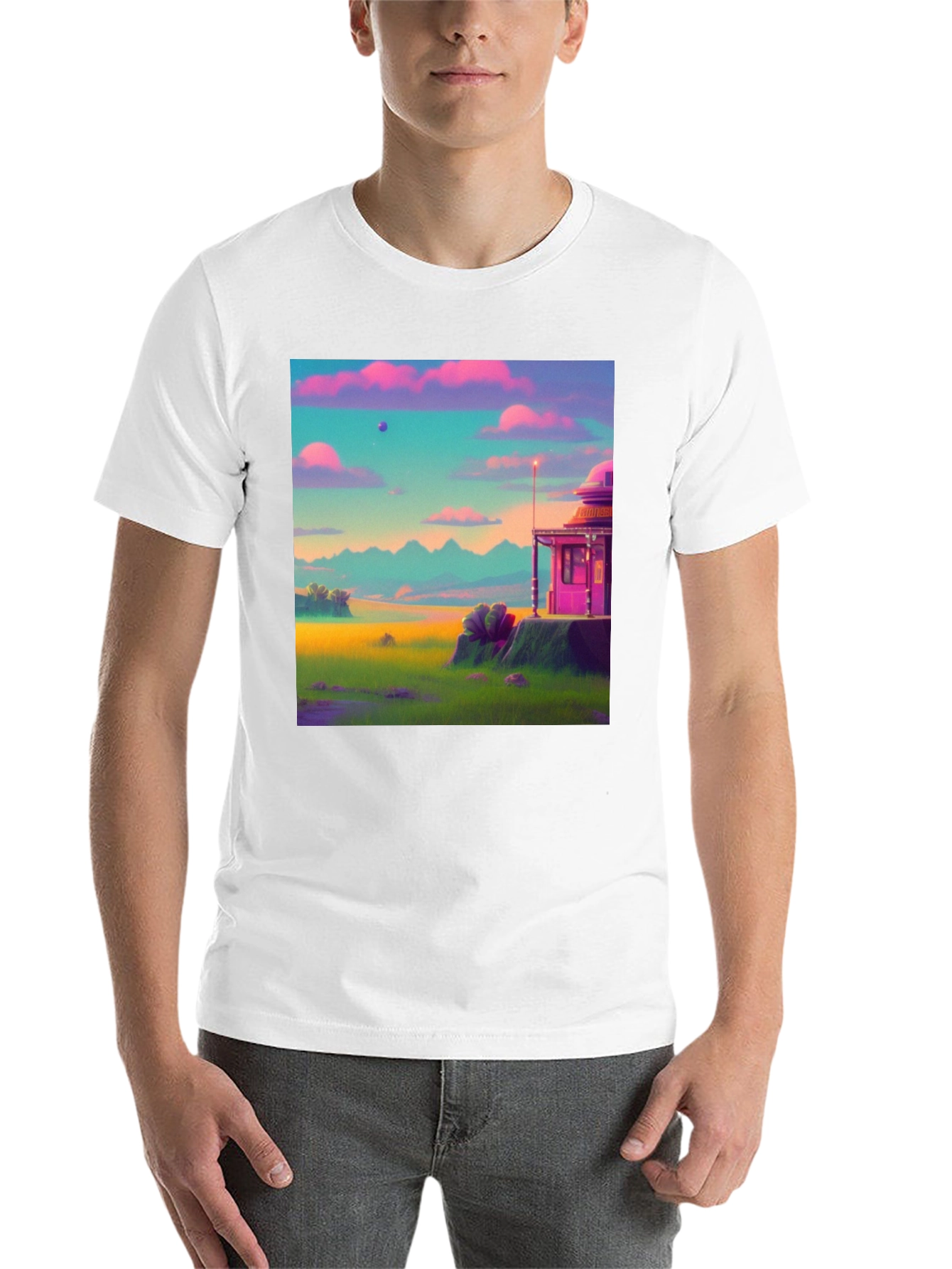 Black Vaporwave Landscape Graphic Tee - Retro Style view 14