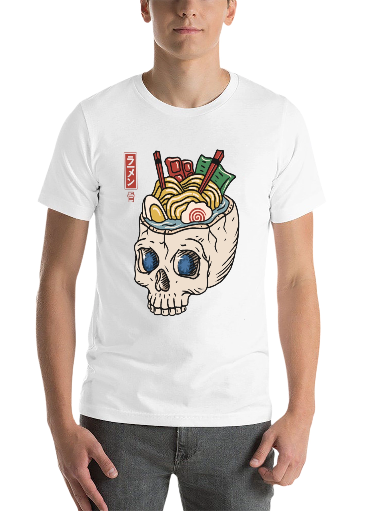 Black Ramen Skull T-Shirt - Unique Graphic Tee view 14