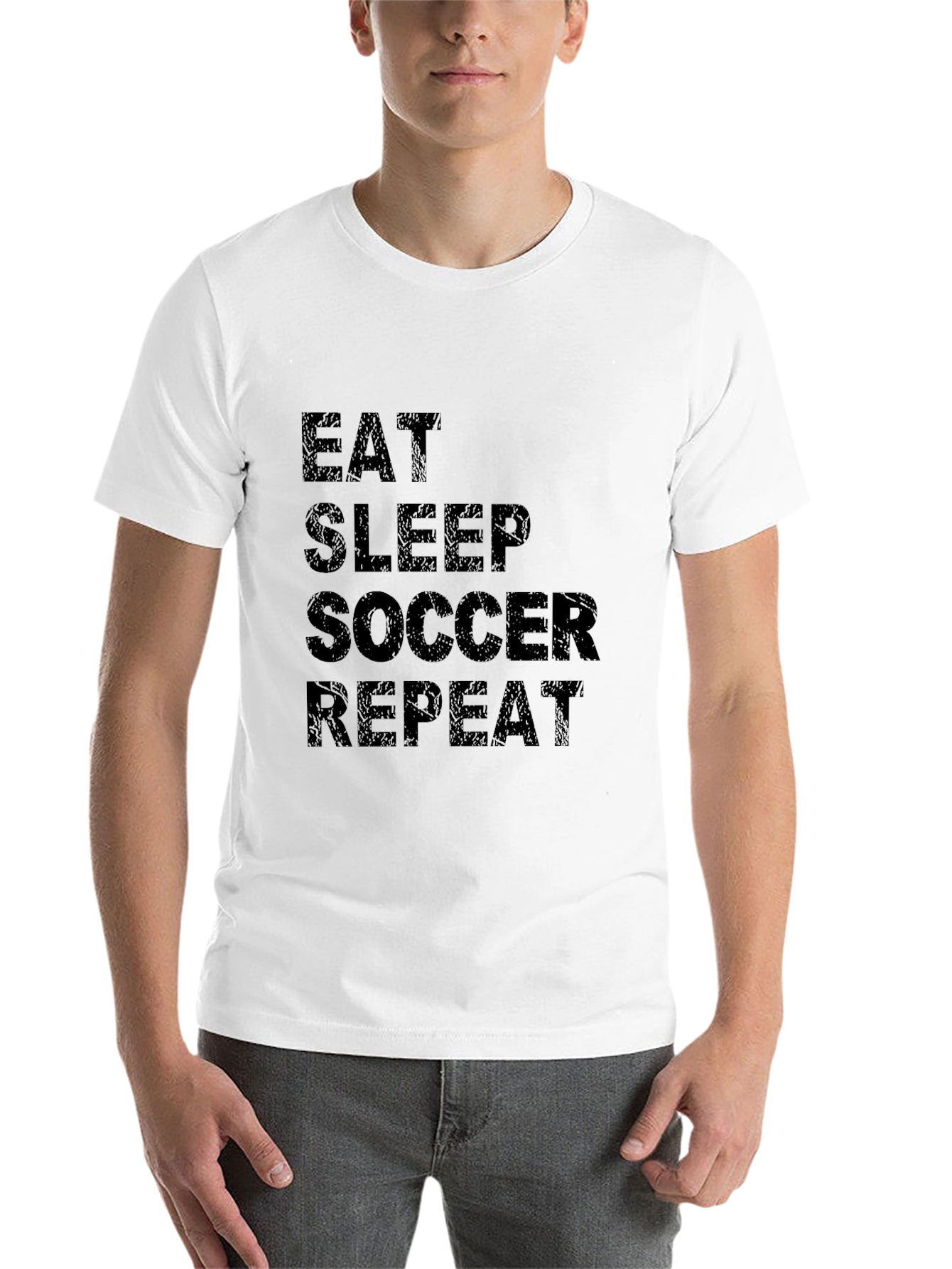 Black Eat Sleep Soccer Repeat Black T-Shirt view 14