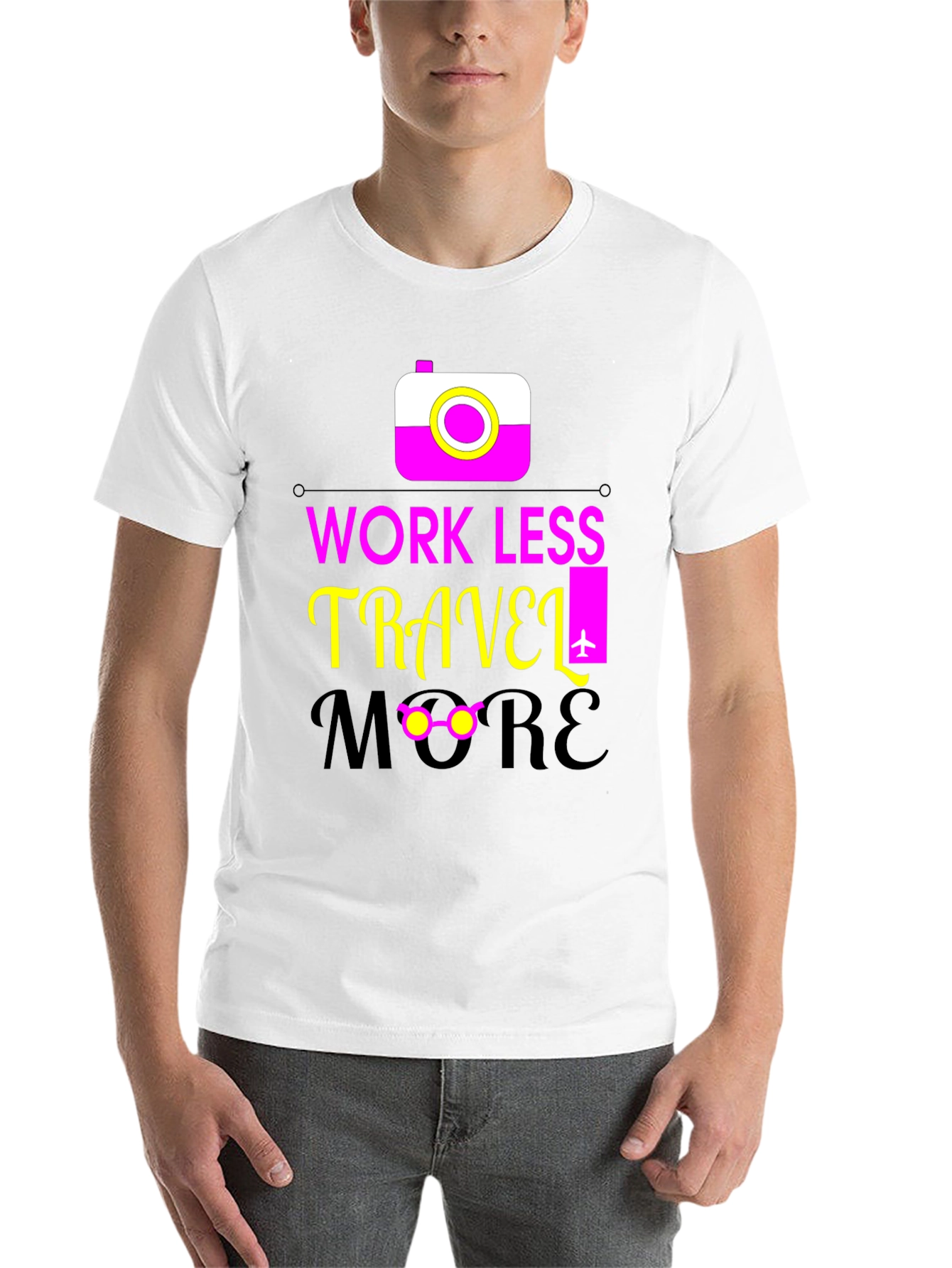 Black Work Less Travel More Graphic Tee view 14