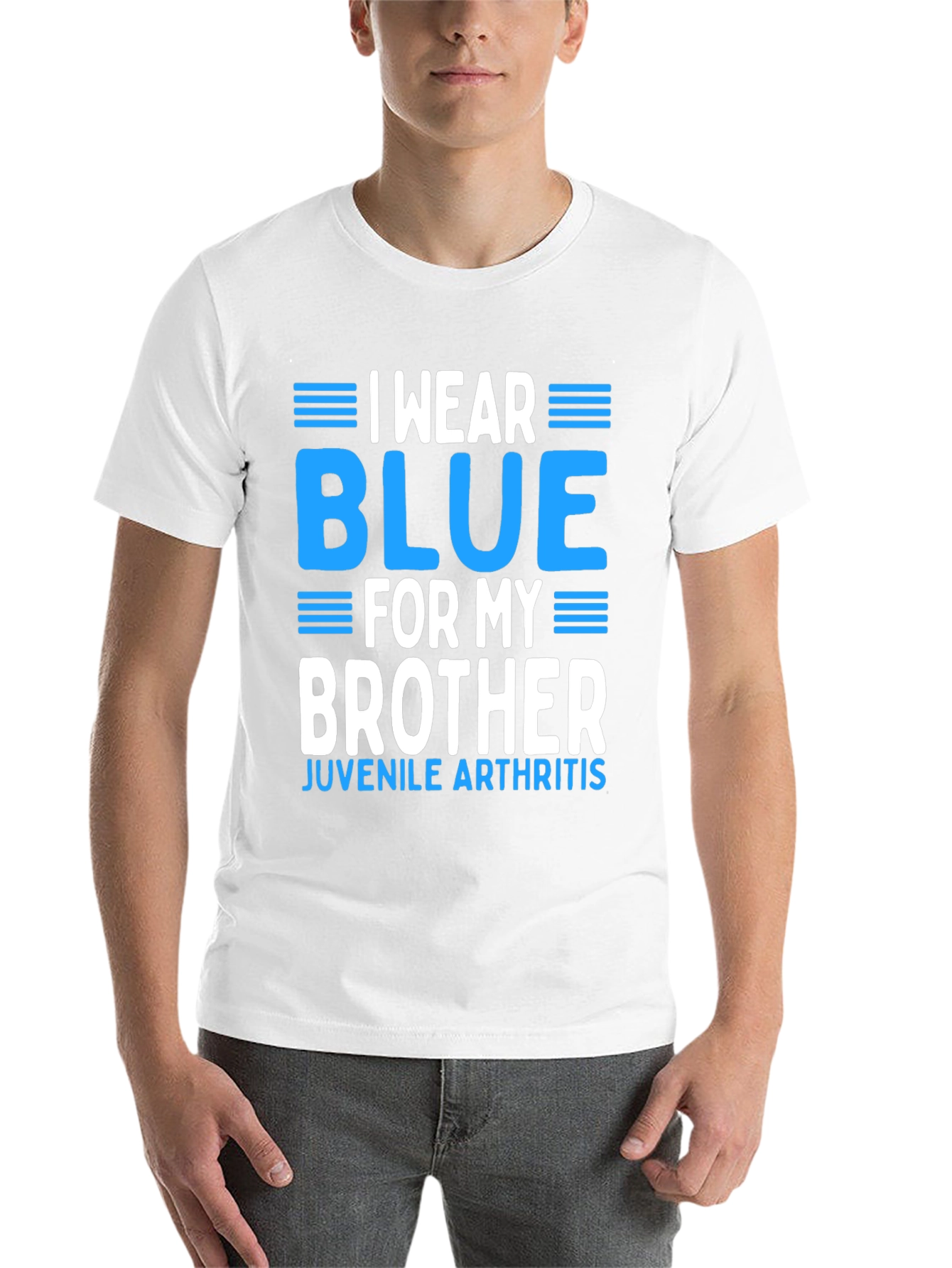 Black I Wear Blue for My Brother Juvenile Arthritis Awareness T-Shirt view 14