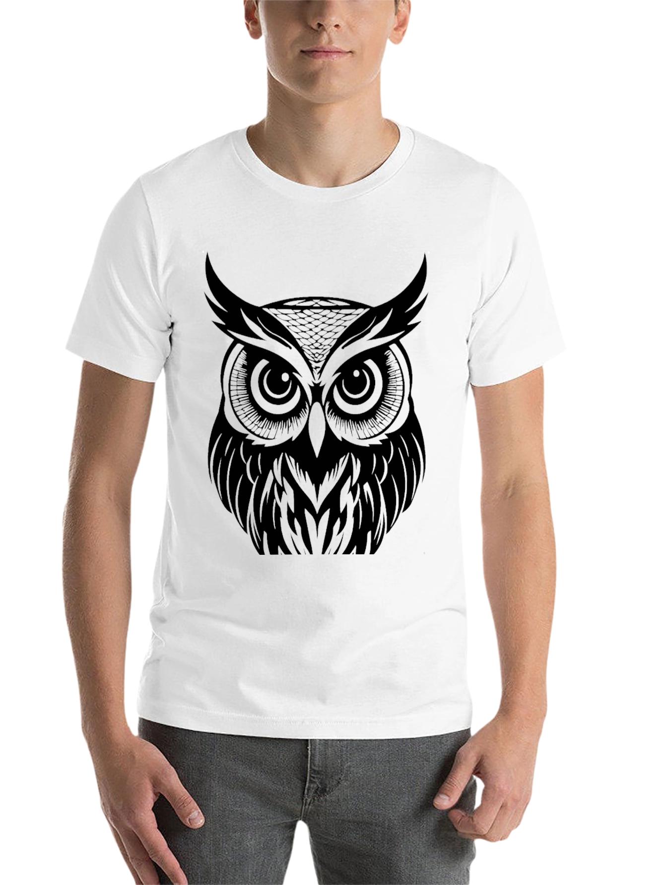 Black Owl Graphic Print T-Shirt - Black view 14