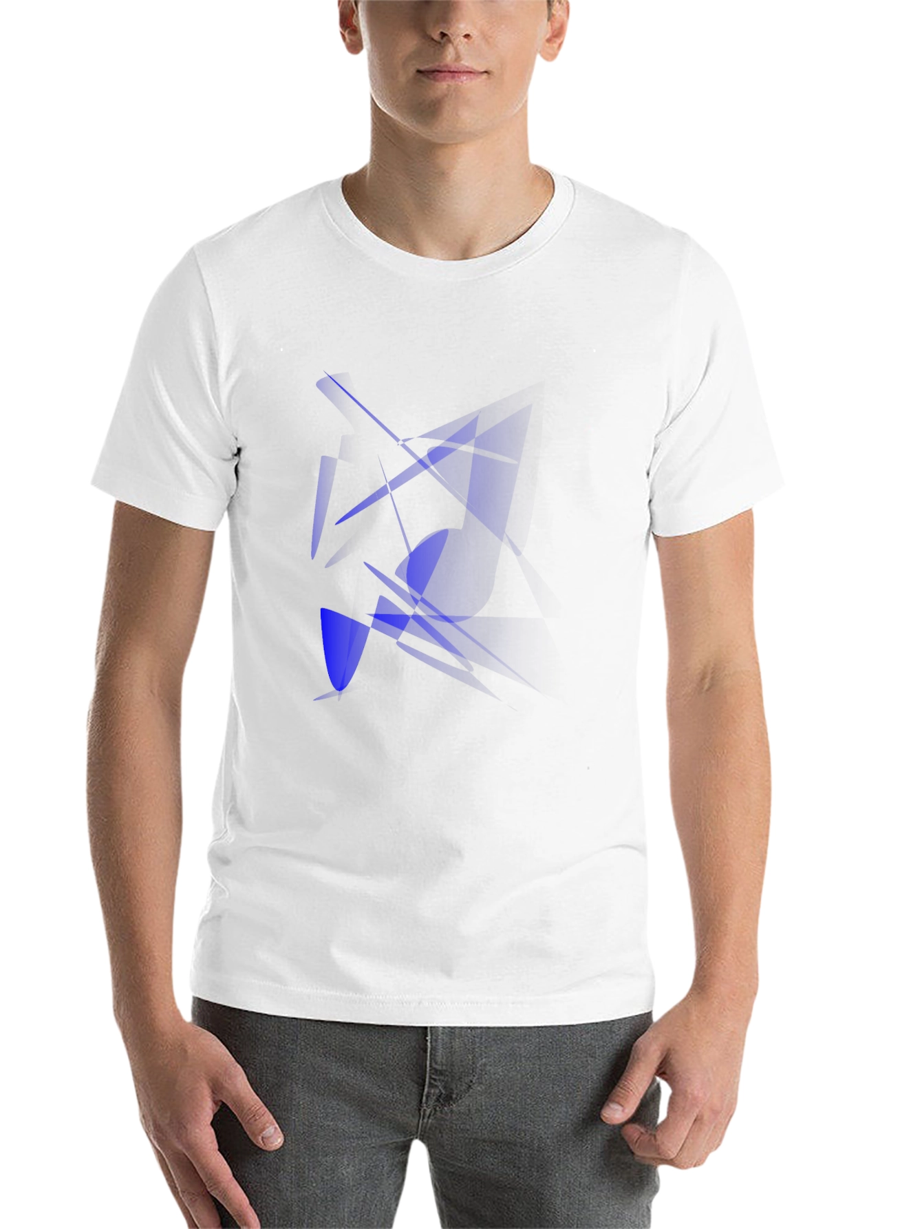 Black Abstract Blue Design Black T-Shirt view 14