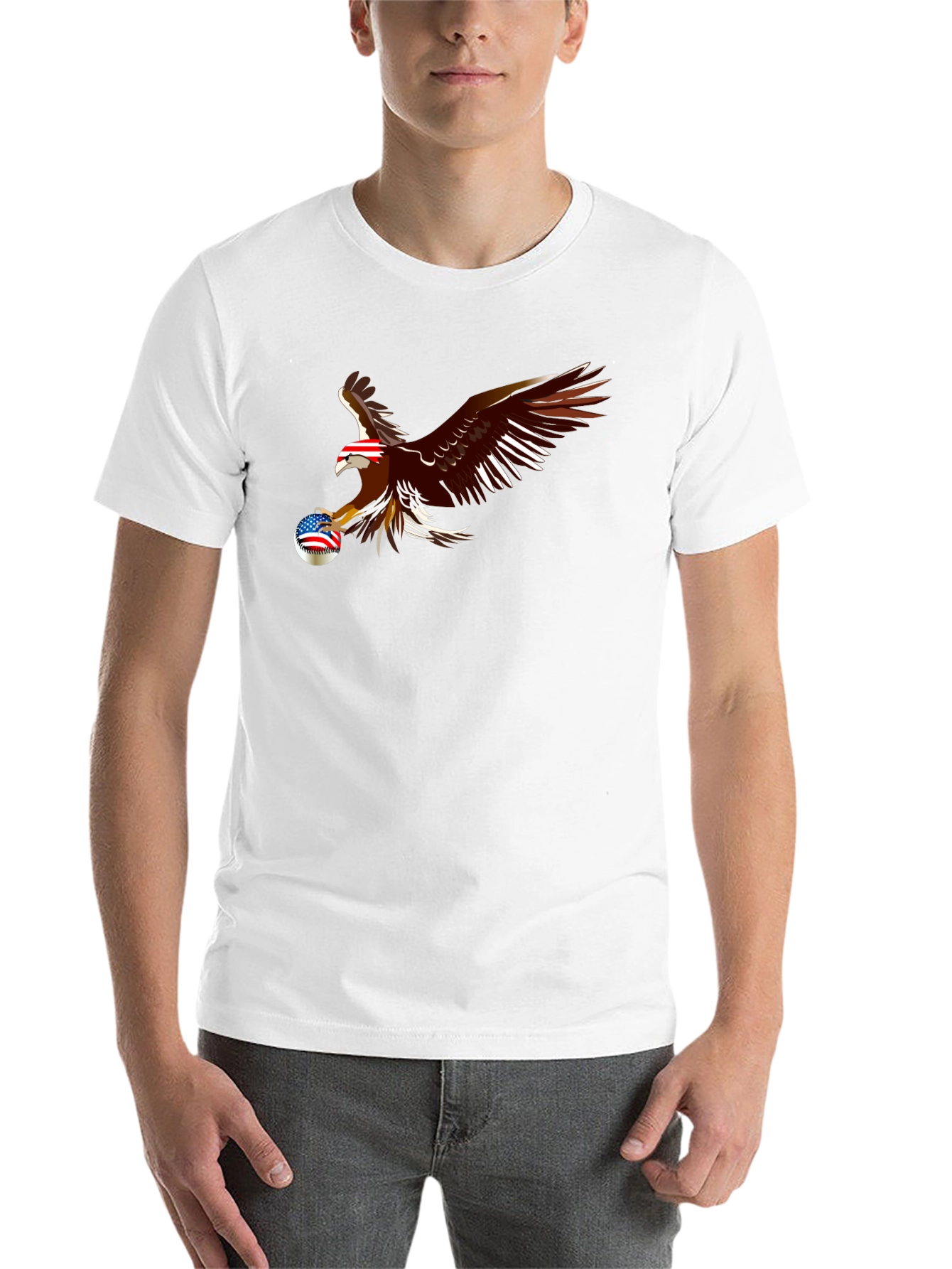 Black Bald Eagle US Flag Baseball T-Shirt view 14
