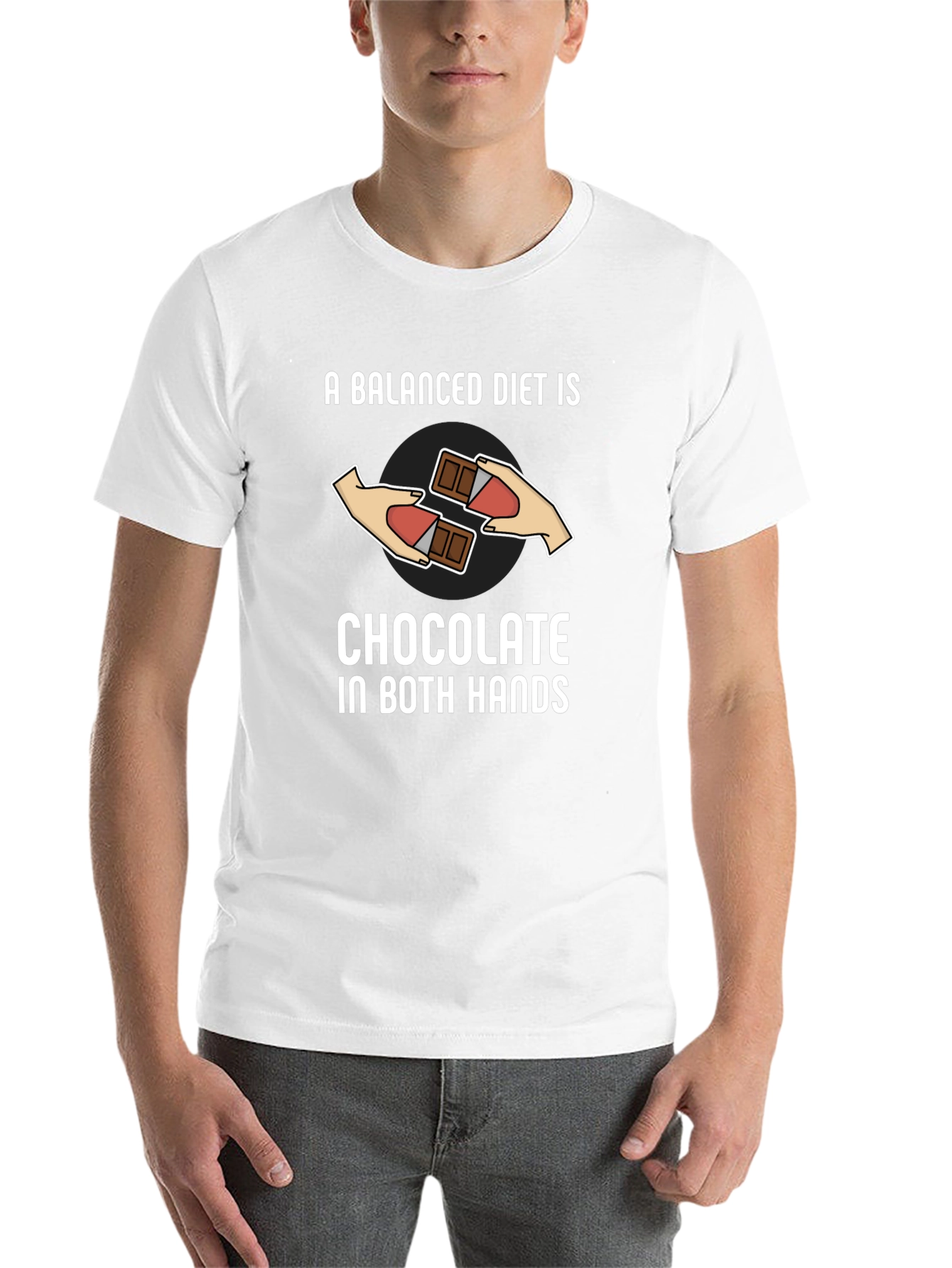 Black Balanced Diet Chocolate T-Shirt - Funny Graphic Tee view 14