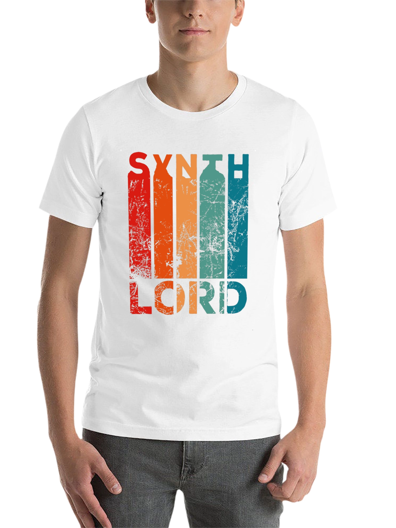 Black Synth Lord Retro T-Shirt, Vintage Style view 14