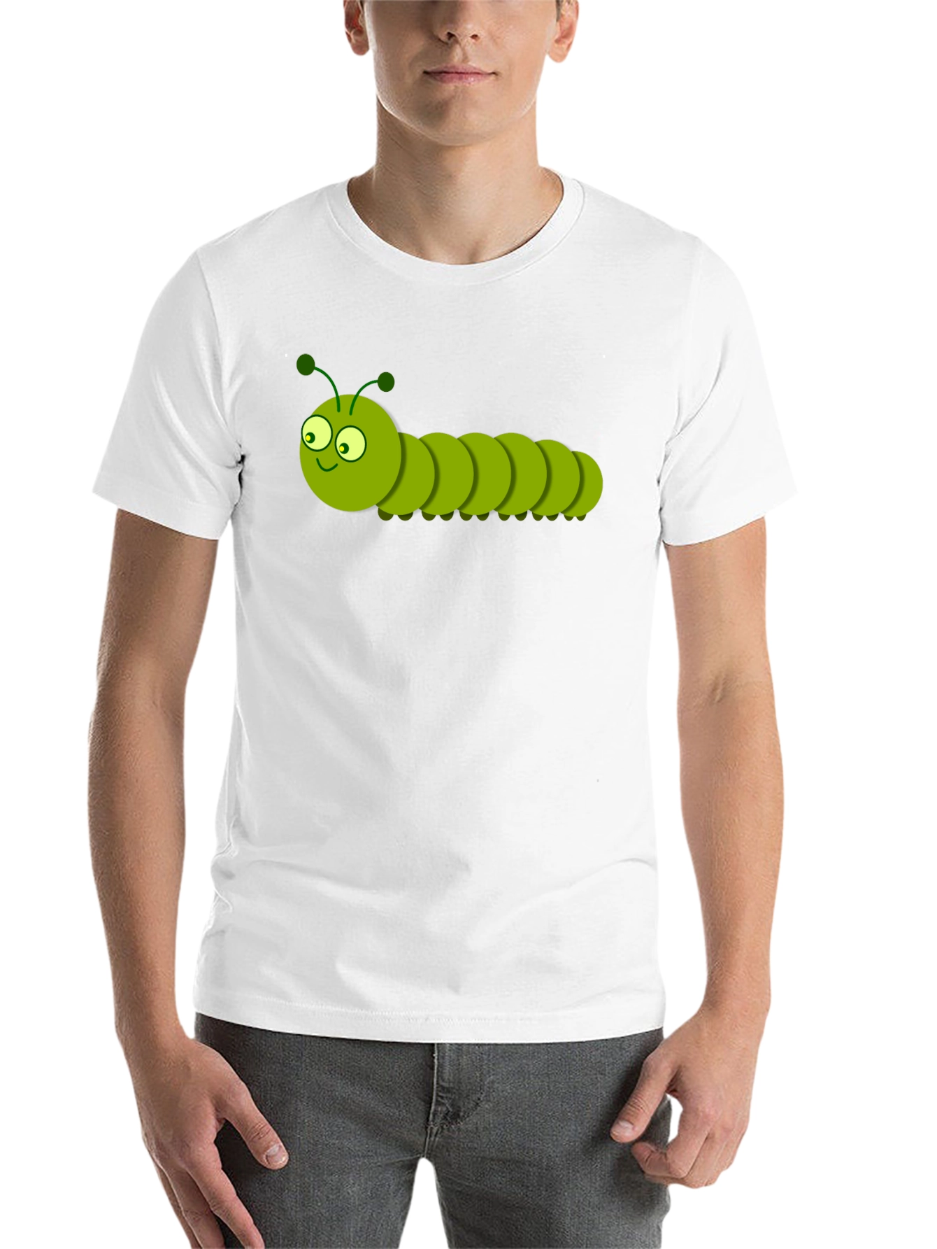Black Cartoon Caterpillar Graphic T-Shirt - Black view 14