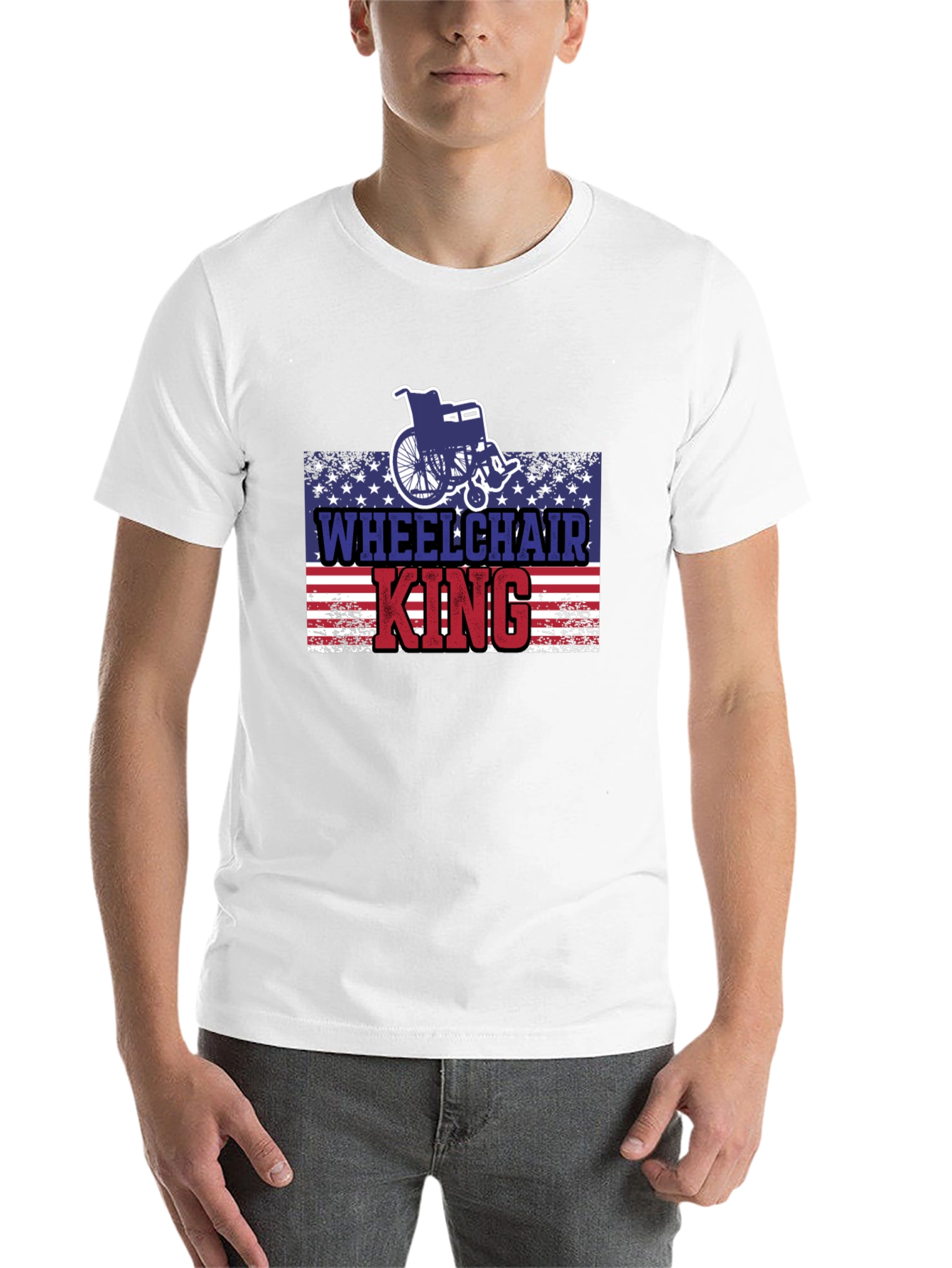 Black Wheelchair King T-Shirt - Patriotic Design view 14