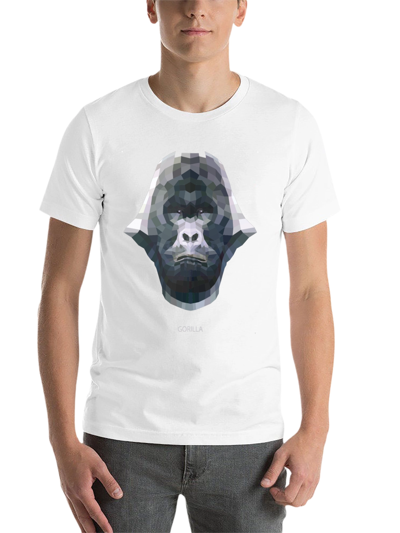Black Geometric Gorilla Graphic Tee - Black Cotton view 14