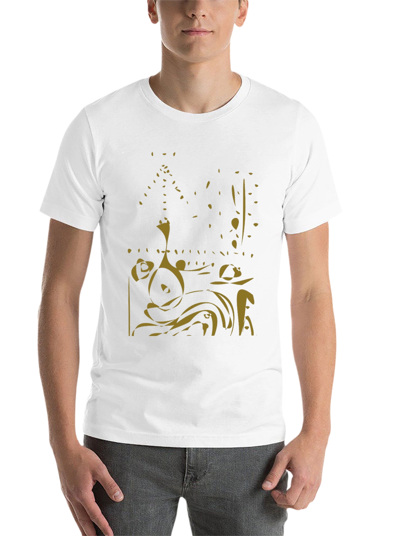 Black Abstract Gold Design Black Tee view 14