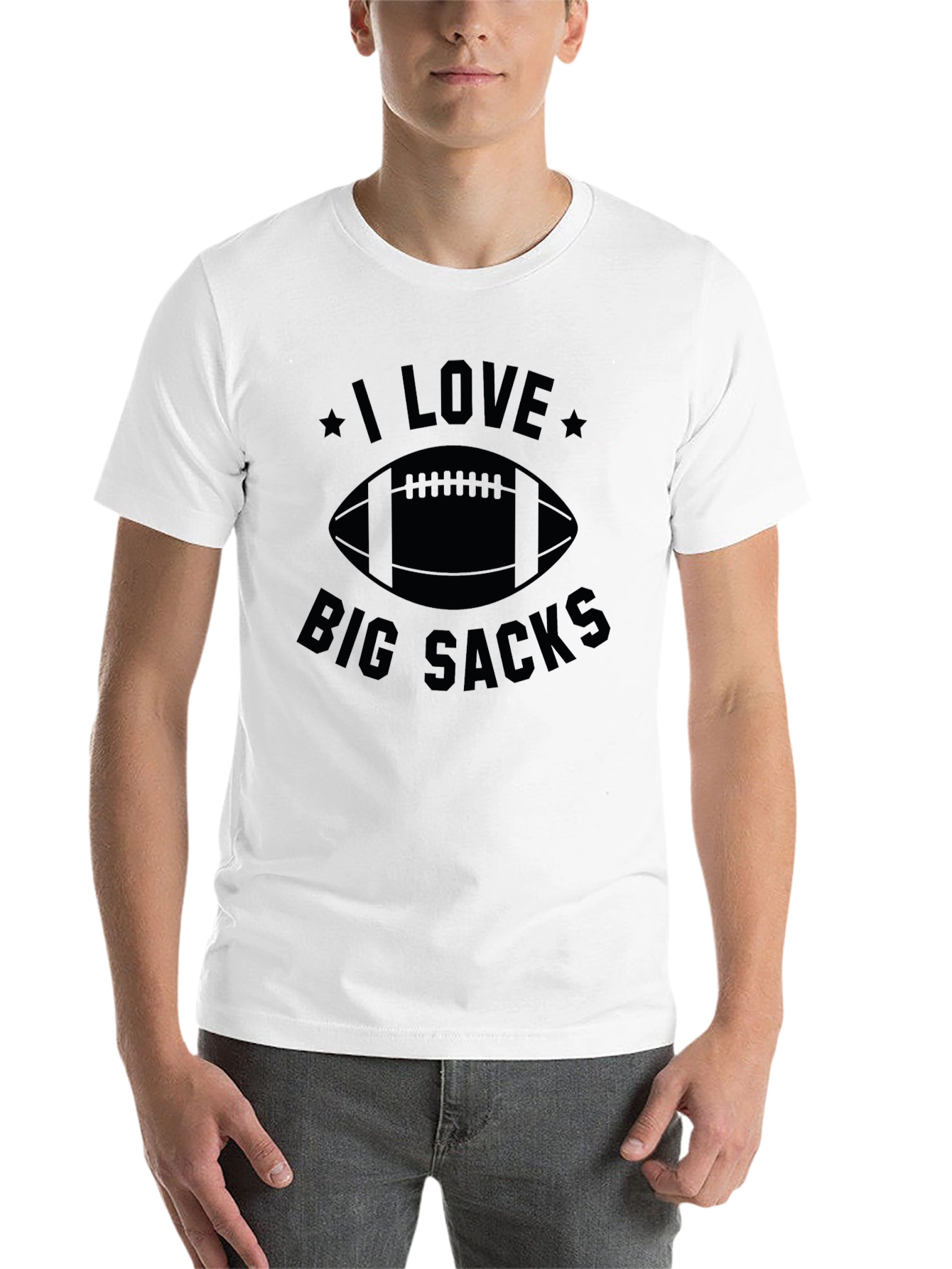 Black I Love Big Sacks Football Graphic T-Shirt view 14