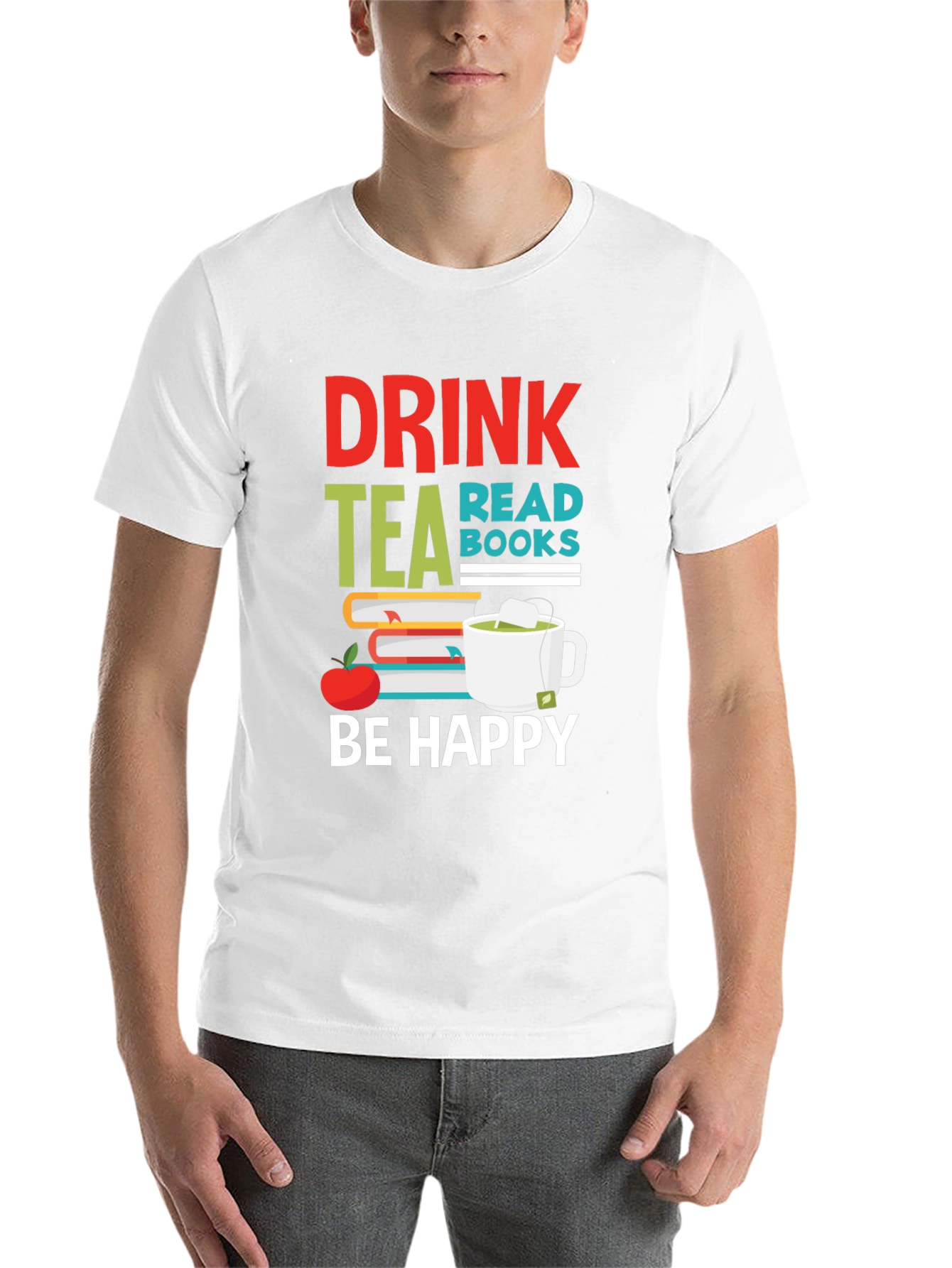 Black Drink Tea Read Books Be Happy Graphic T-Shirt view 14