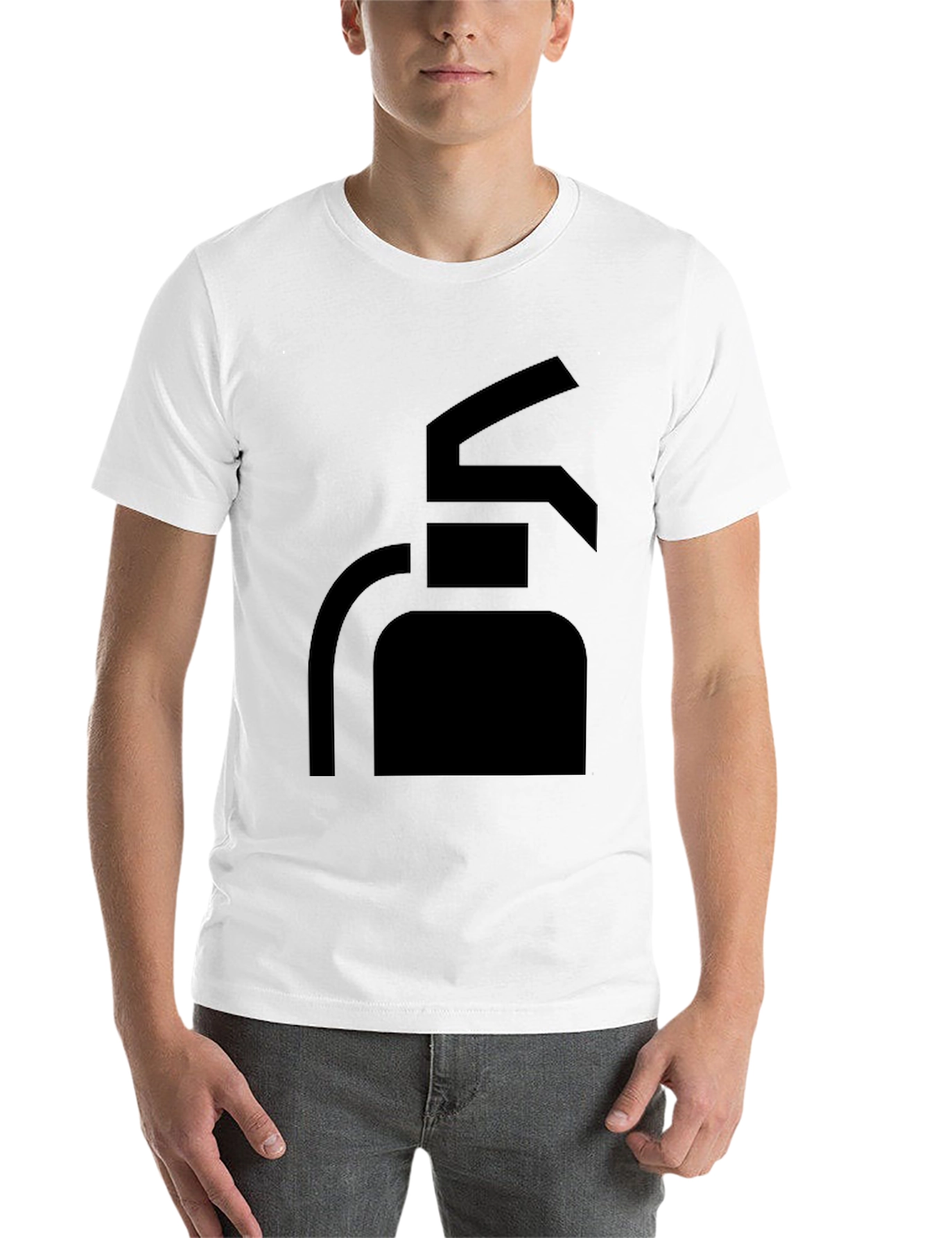 Black Men's Black T-Shirt with Fire Extinguisher Graphic view 14