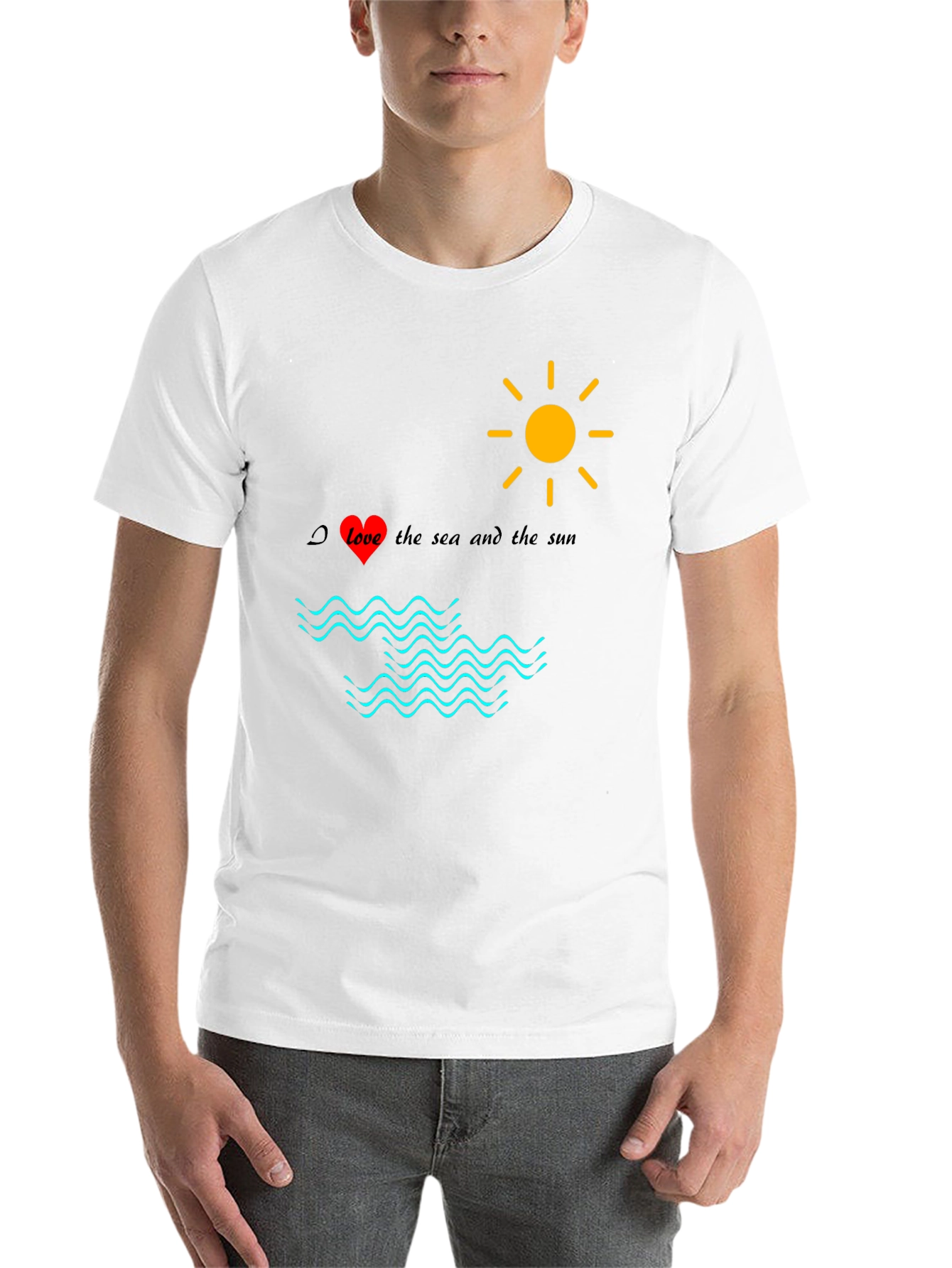 Black Love Sea Sun Graphic Tee, Black Cotton Shirt view 14