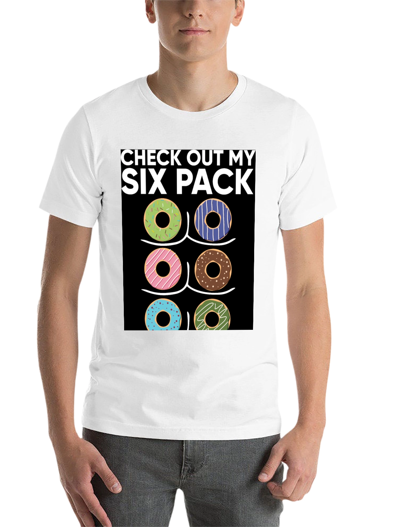 Black Six Pack Donuts T-Shirt - Funny Gym Workout Tee view 14