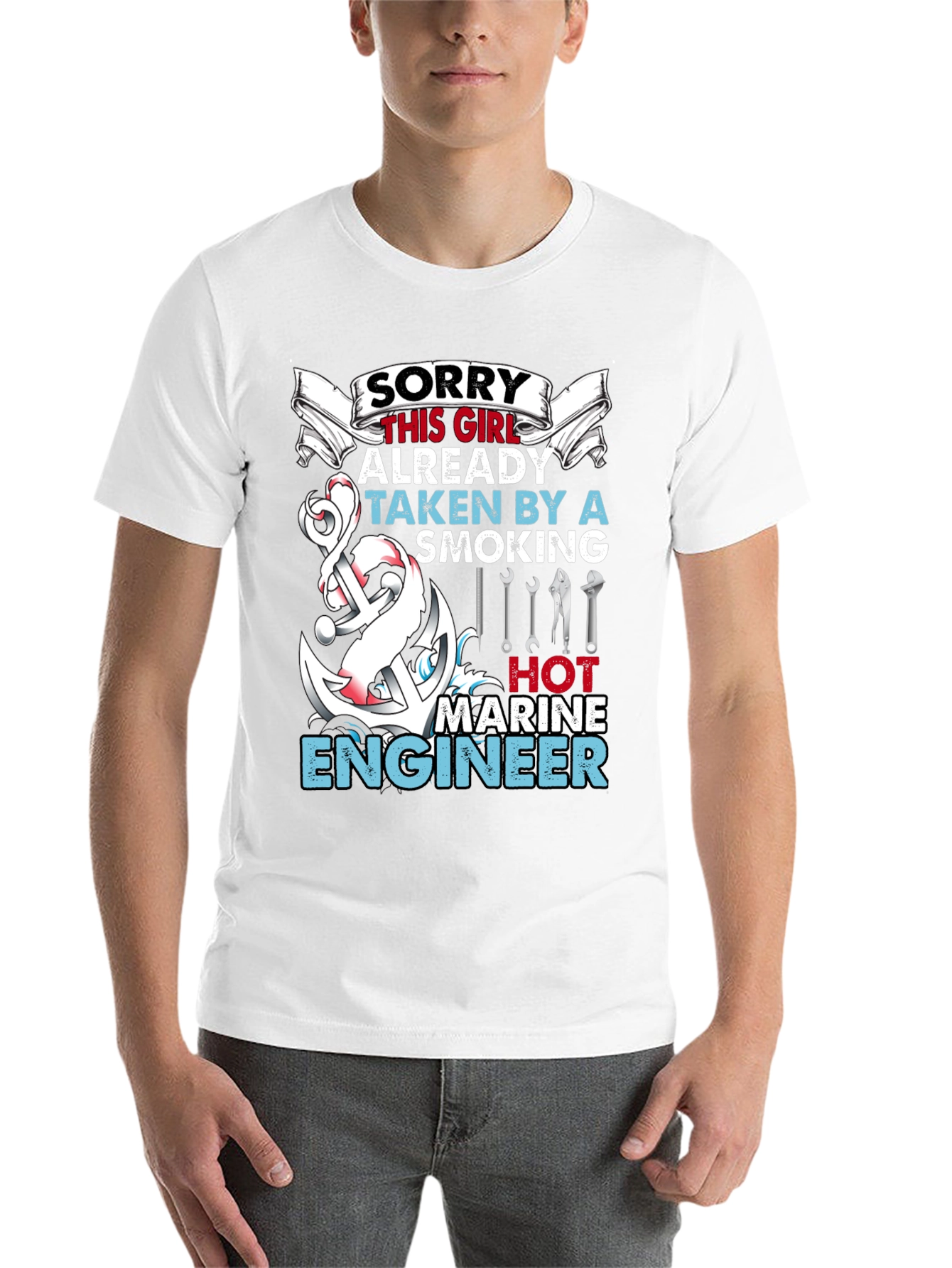 Black Sorry Girl Marine Engineer Graphic T-Shirt view 14