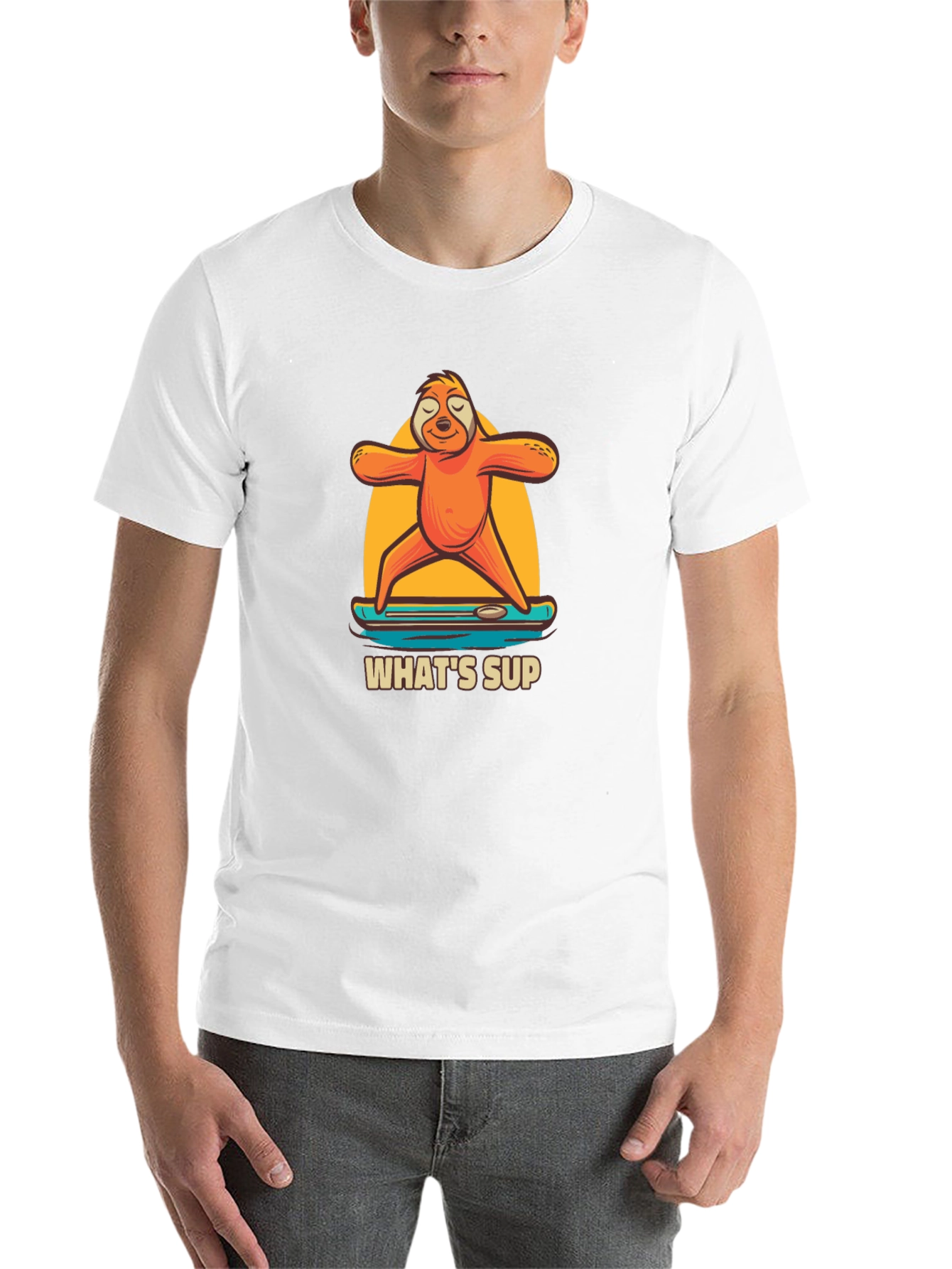 Black Sloth Yoga Paddle Board T-Shirt view 14