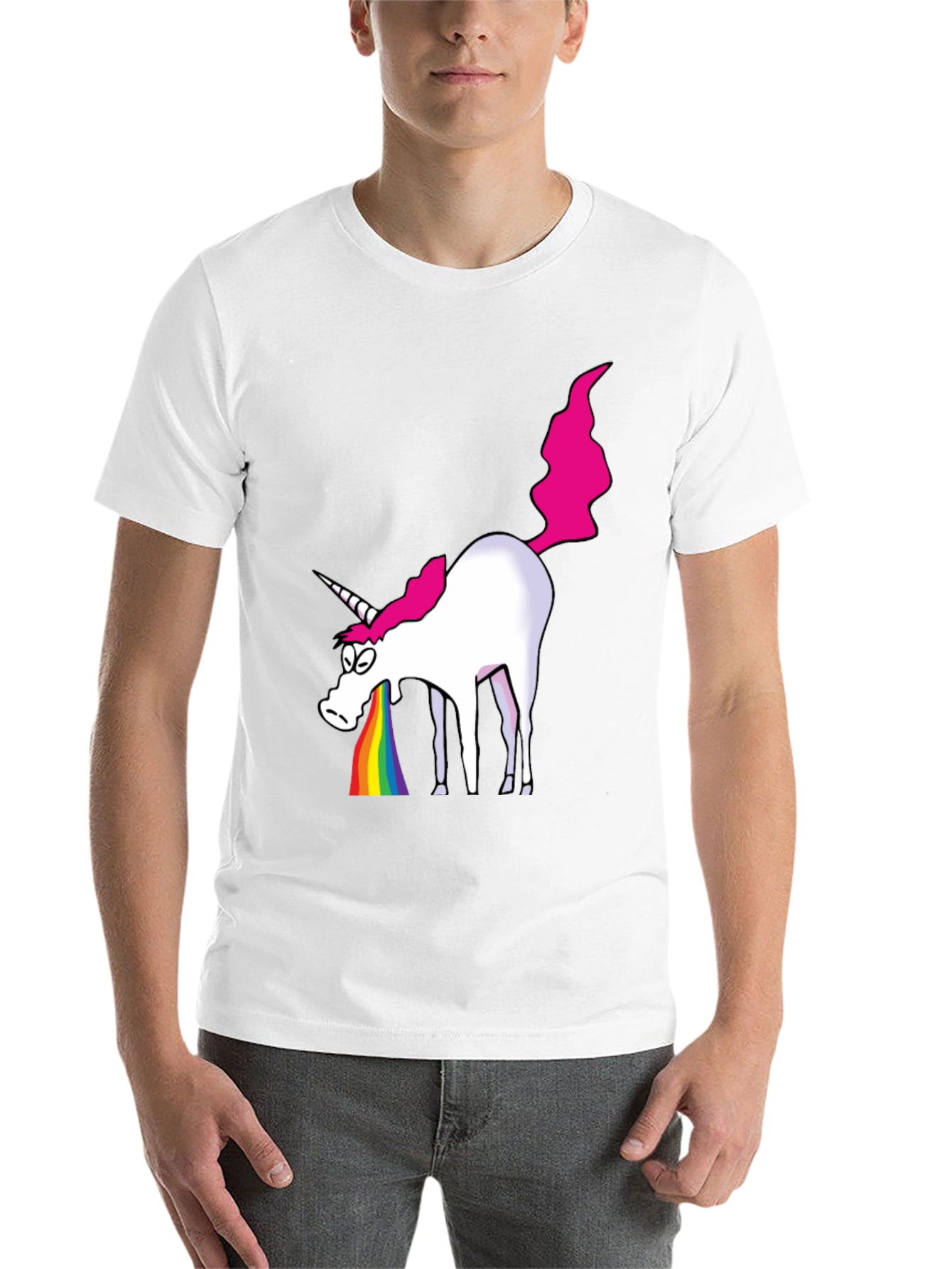 Black Unicorn Rainbow Vomit Graphic T-Shirt - Black Cotton Tee view 14