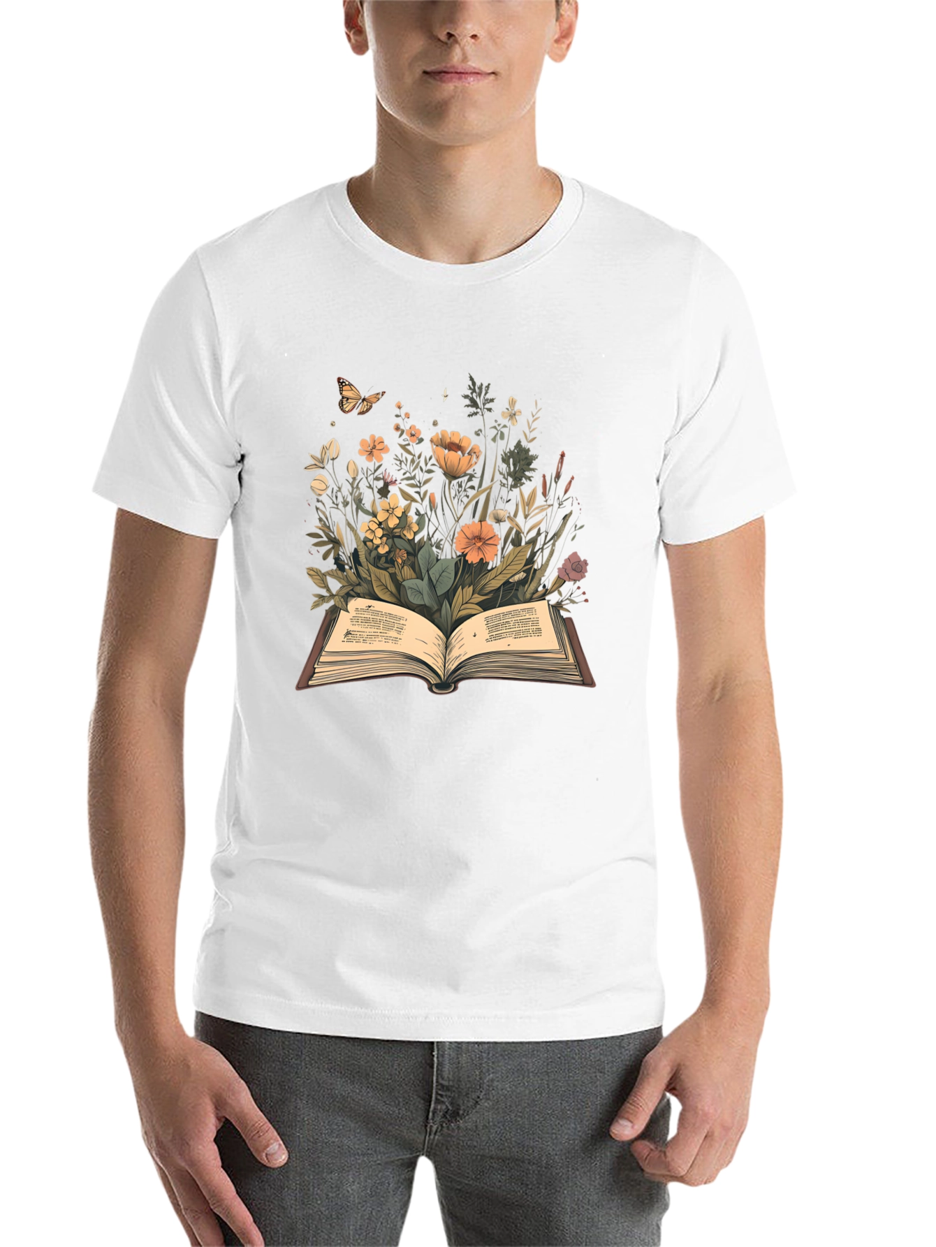 Black Floral Book T-Shirt - Nature Reader Tee view 14