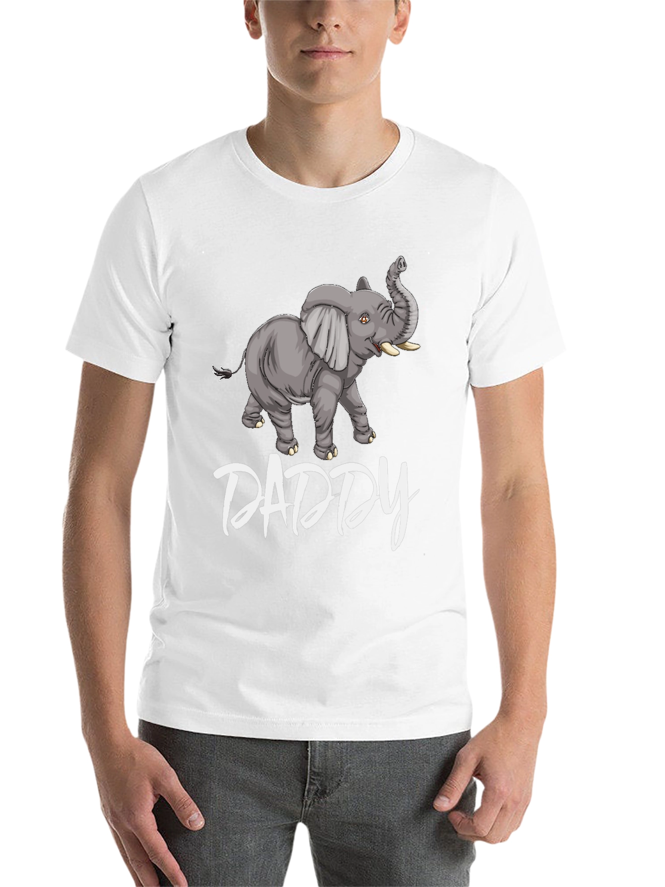Black Daddy Elephant Graphic Tee - Black Cotton T-Shirt view 14