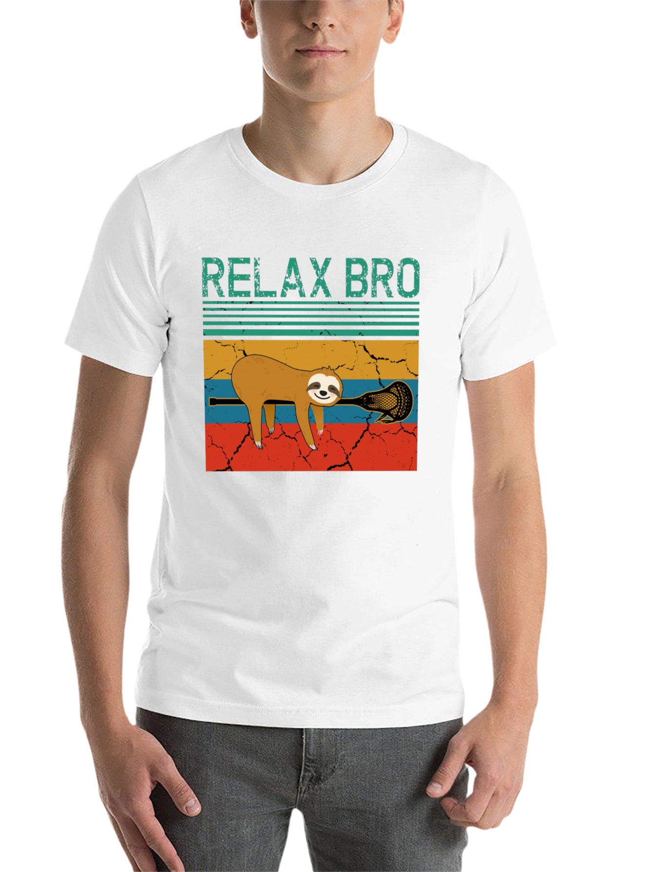 Black Relax Bro Sloth Lacrosse Graphic Tee view 14