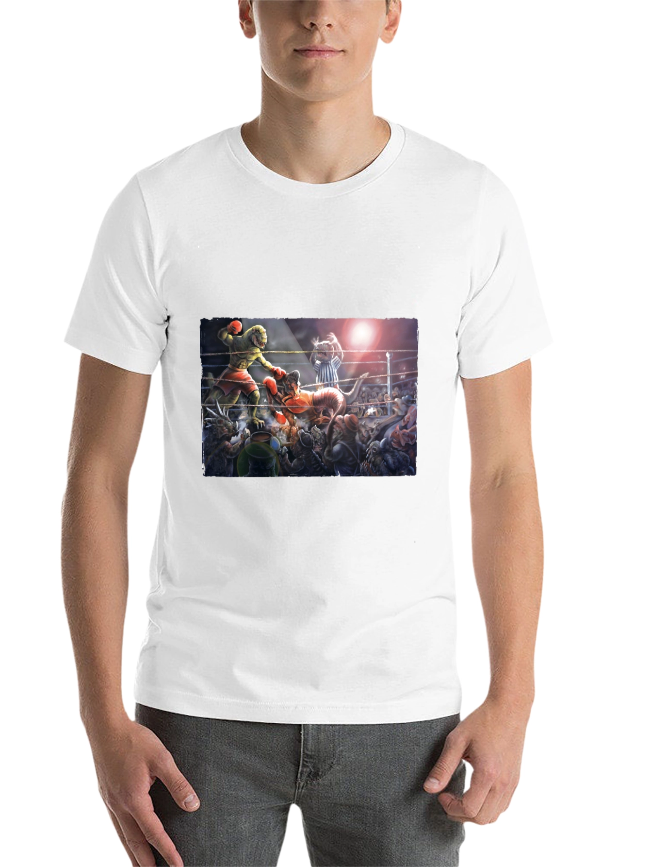 Black Dino Boxing Match Graphic Tee view 14