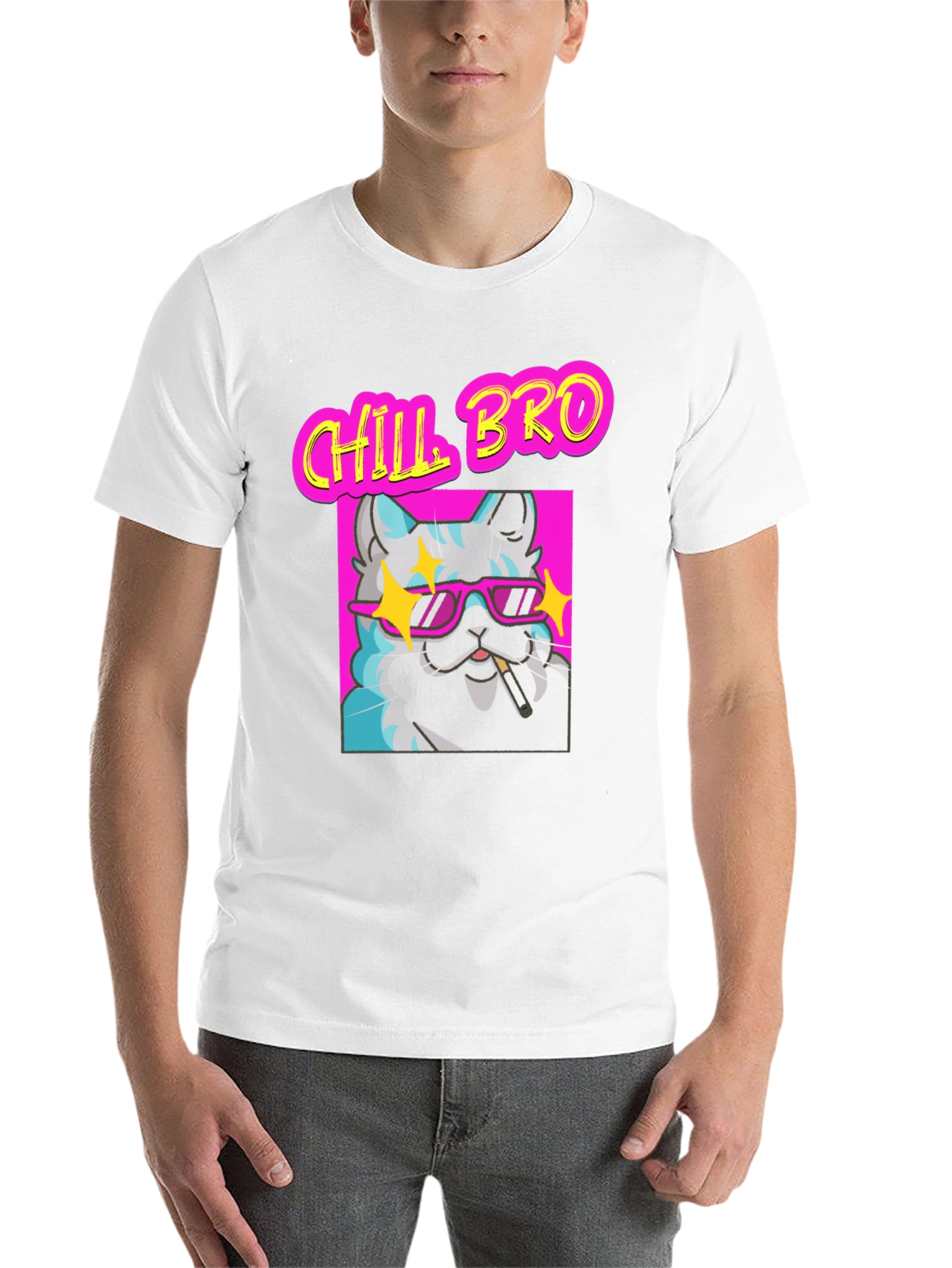 Black Chill Bro Cat Graphic T-Shirt - Relaxed Fit view 14