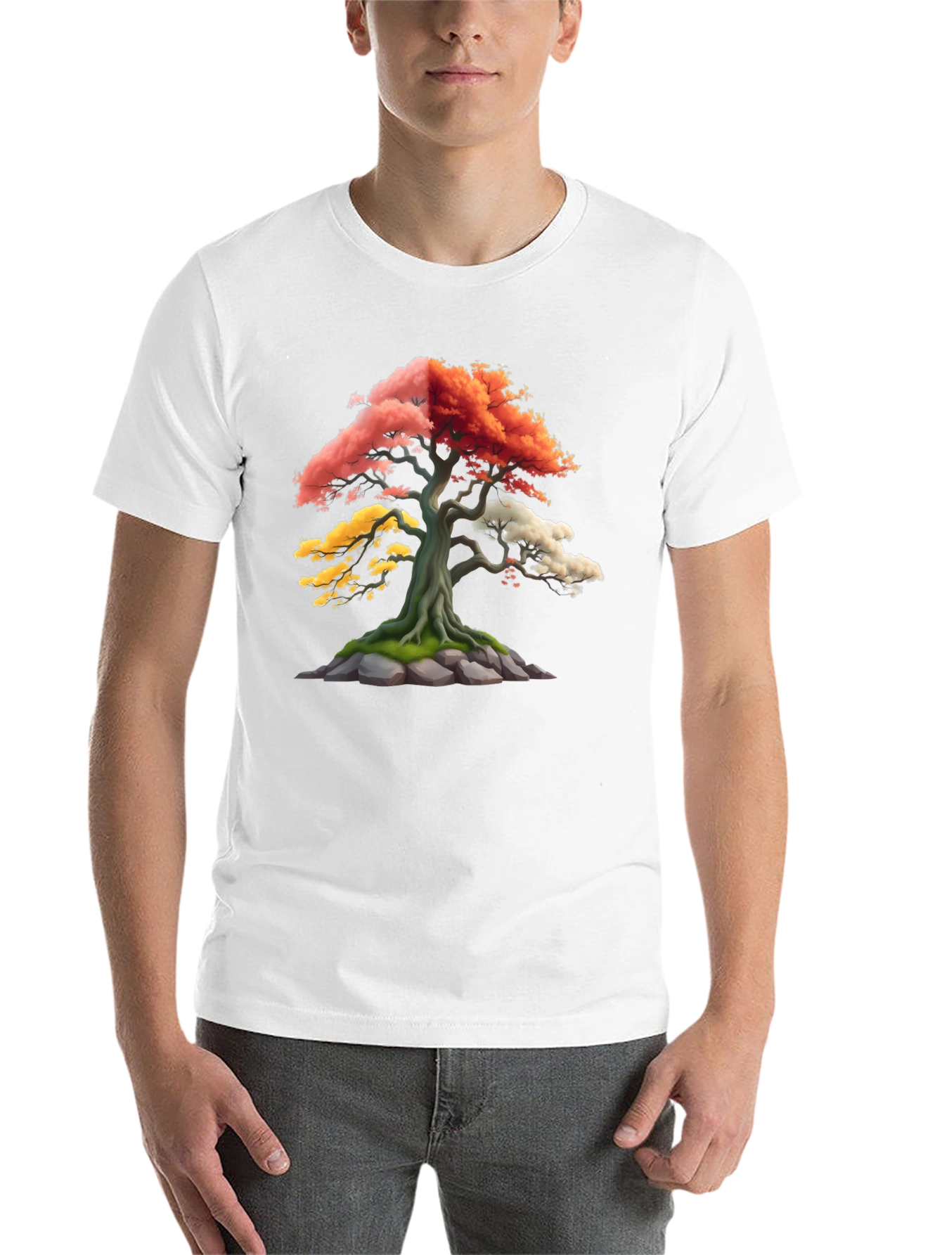 Black Colorful Bonsai Tree Graphic T-Shirt view 14