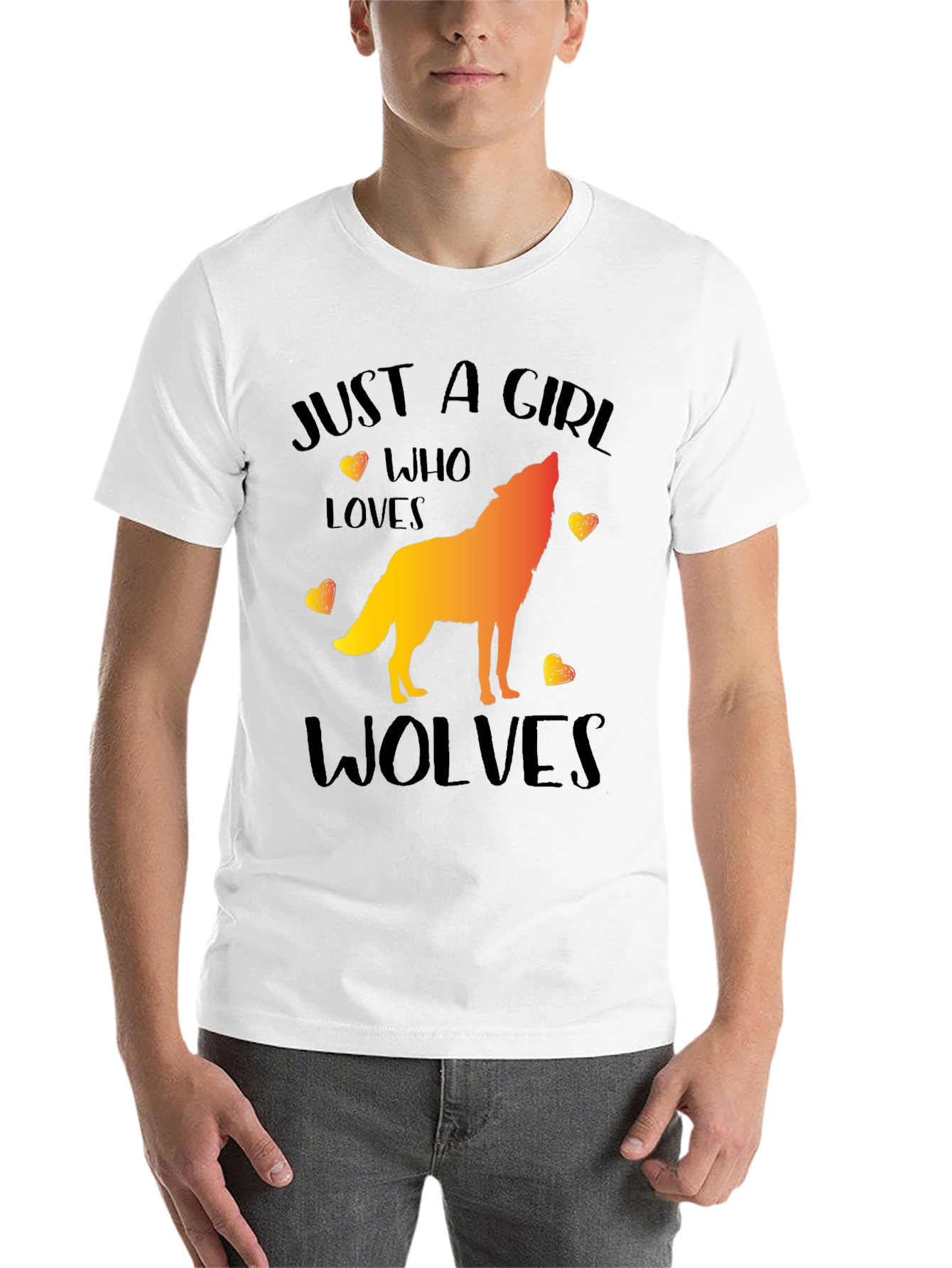 Black Just a Girl Who Loves Wolves Graphic T-Shirt view 14