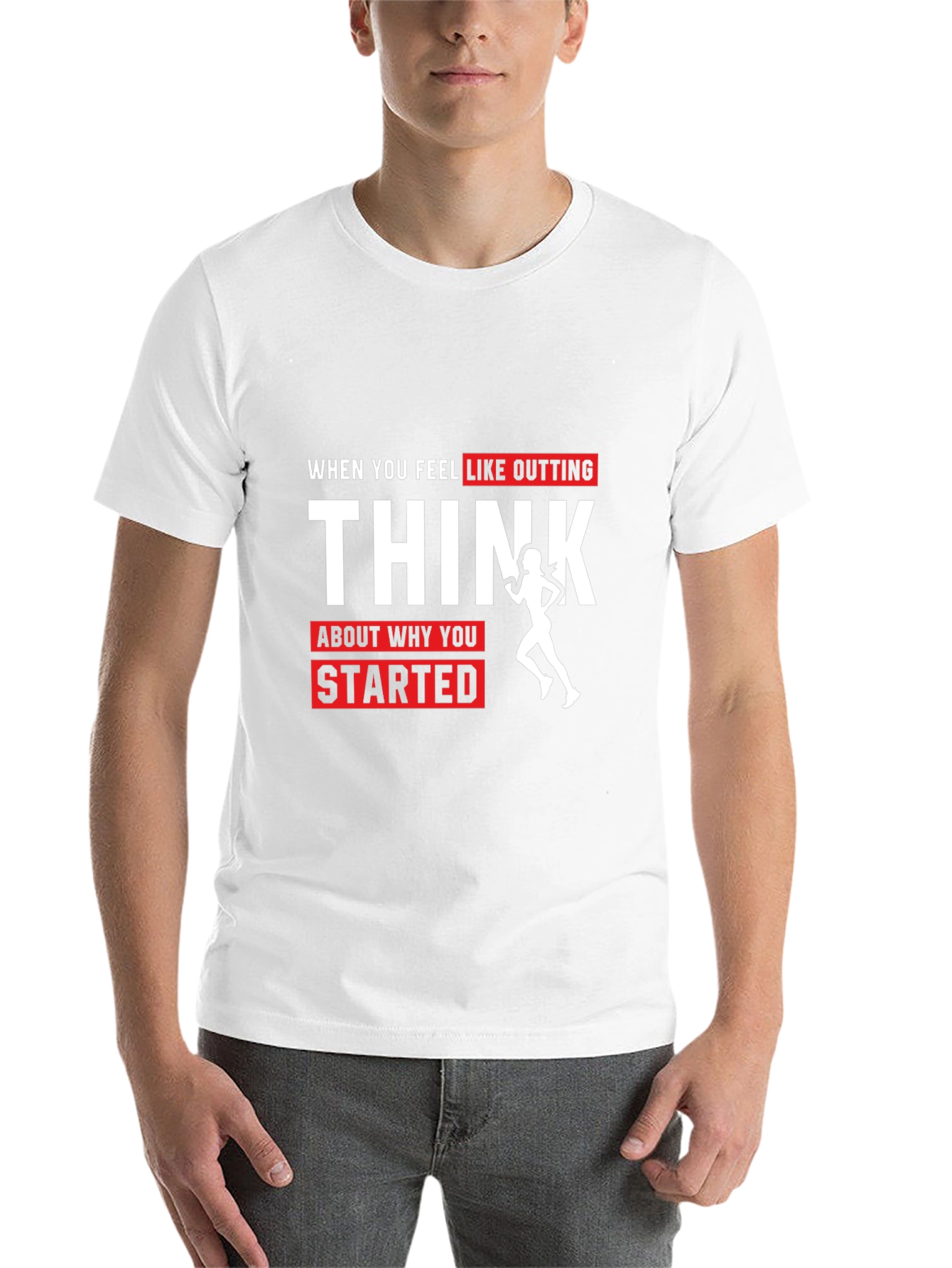 Black Motivational Running T-Shirt: Think Why You Started view 14