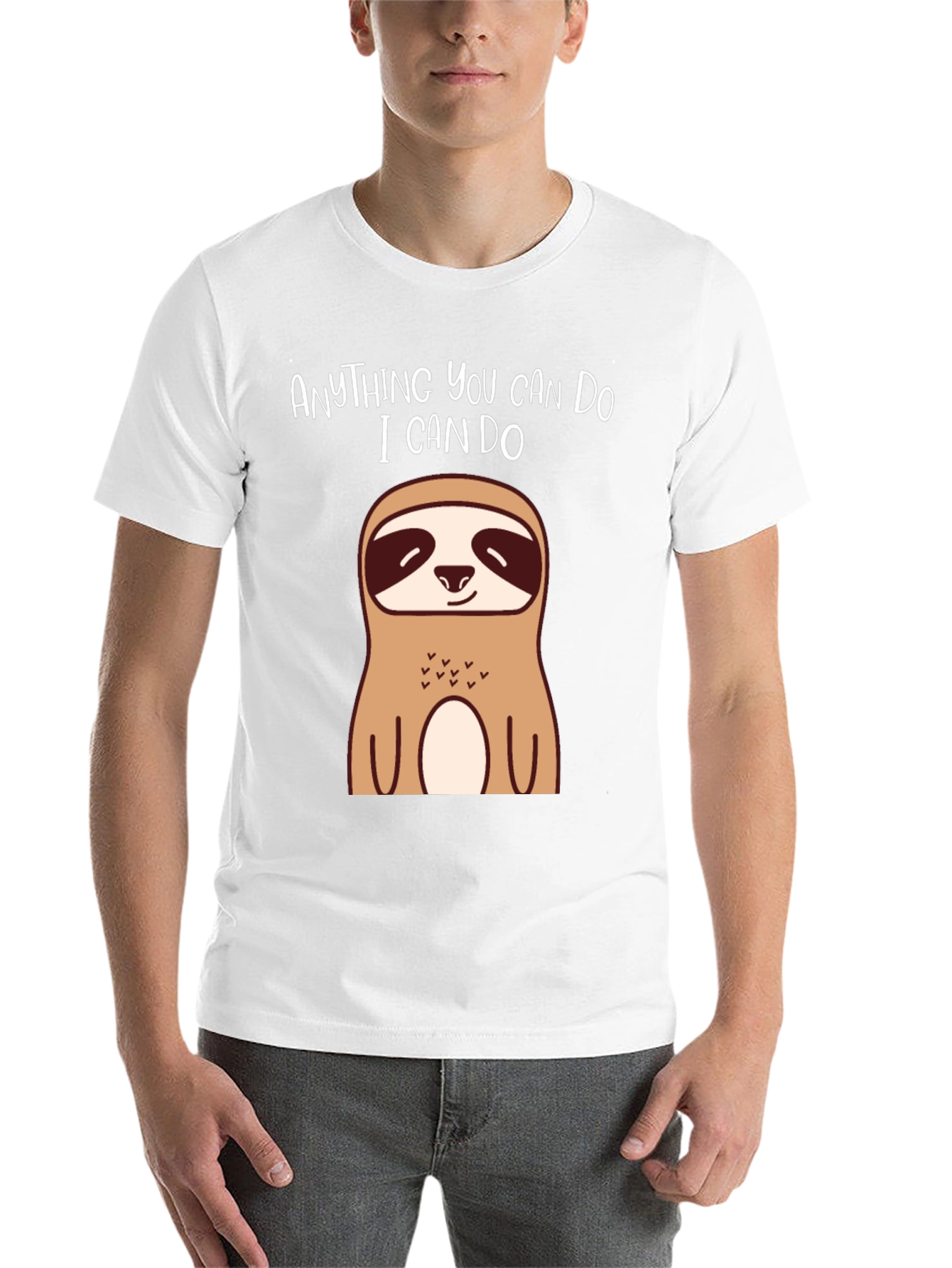 Black Funny Sloth T-Shirt - Anything You Can Do, I Can Do view 14