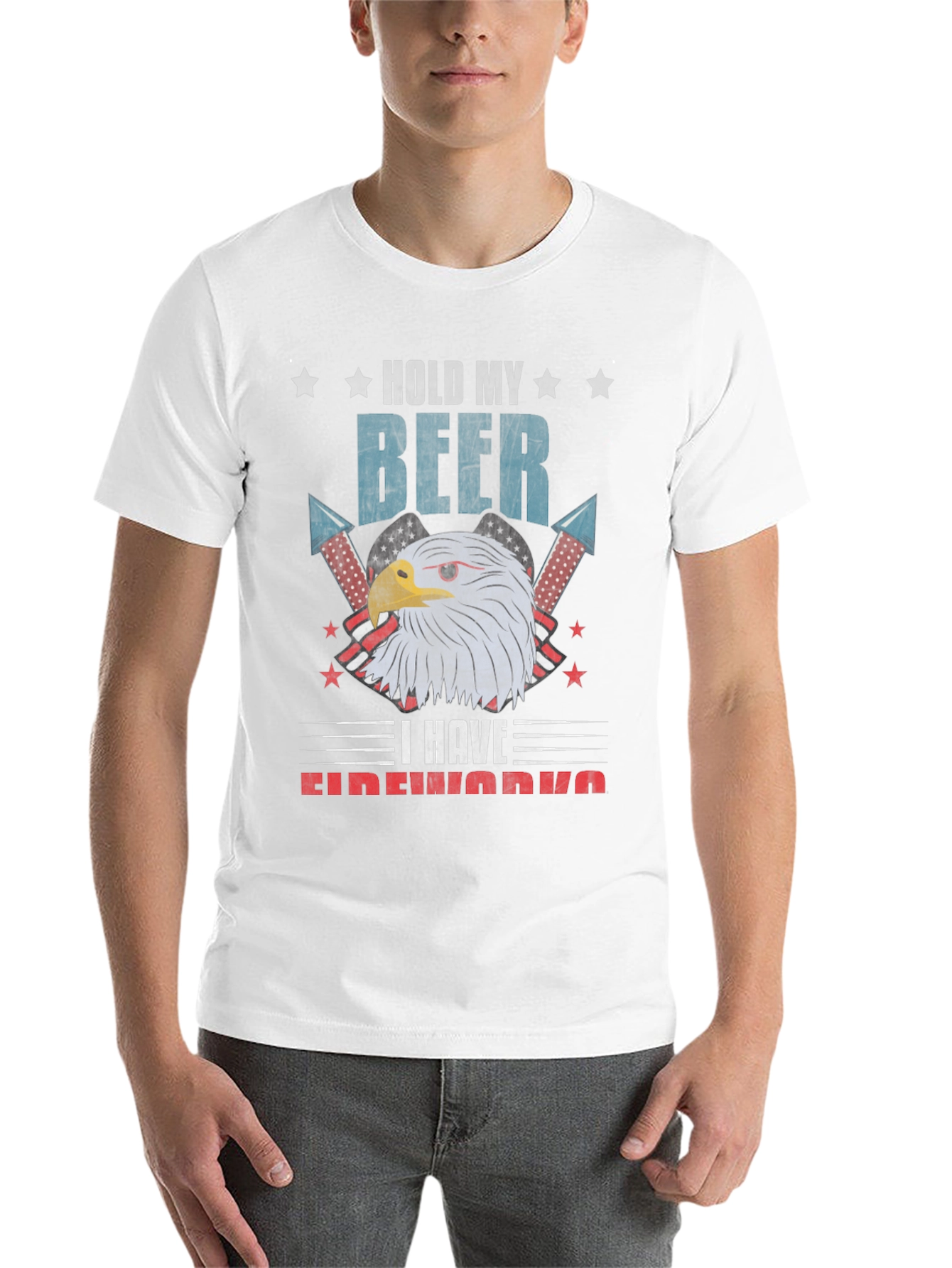 Black Hold My Beer Fireworks Patriotic Eagle T-Shirt view 14