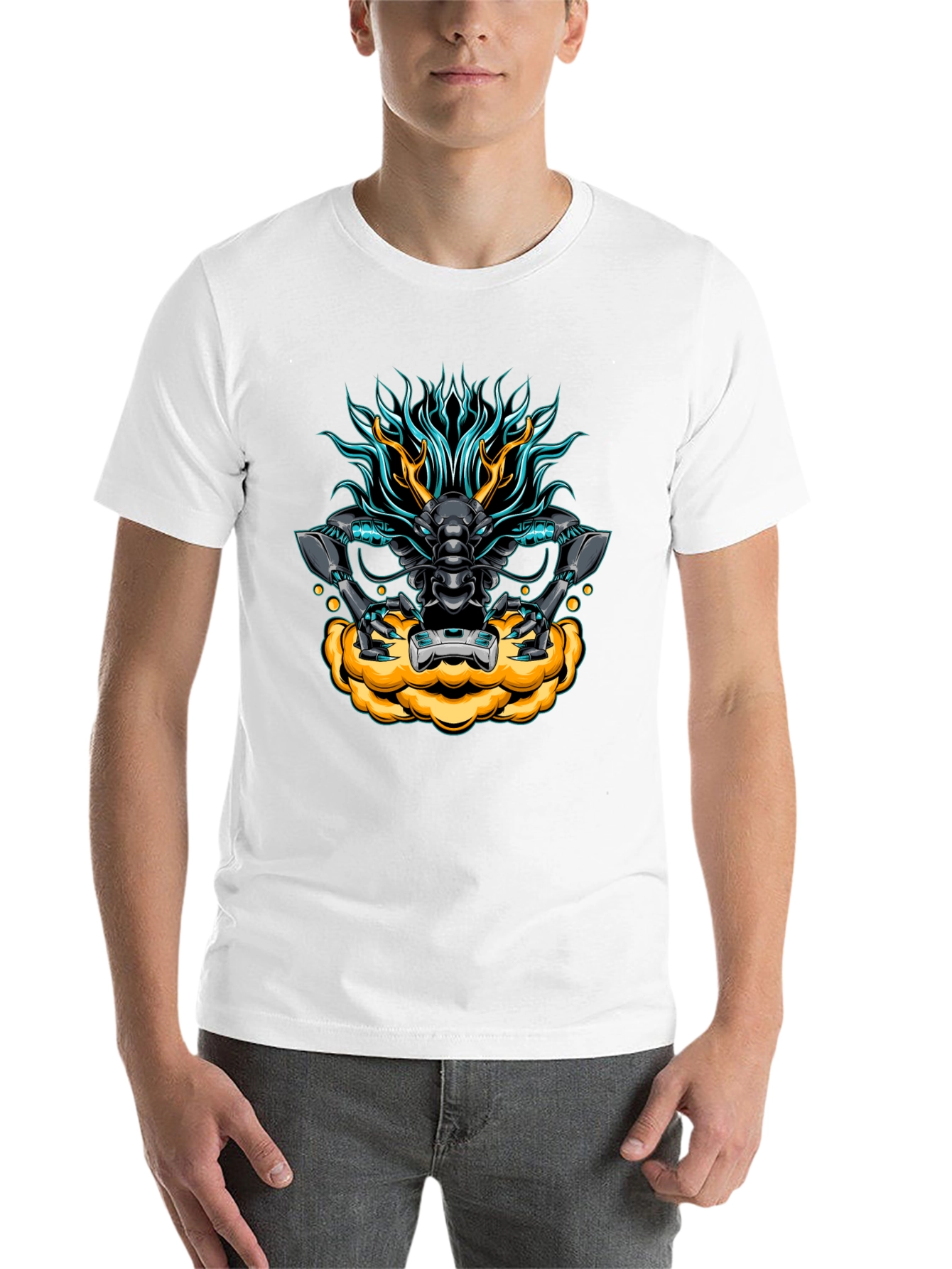 Black Cyberpunk Dragon Graphic Tee - Black view 14