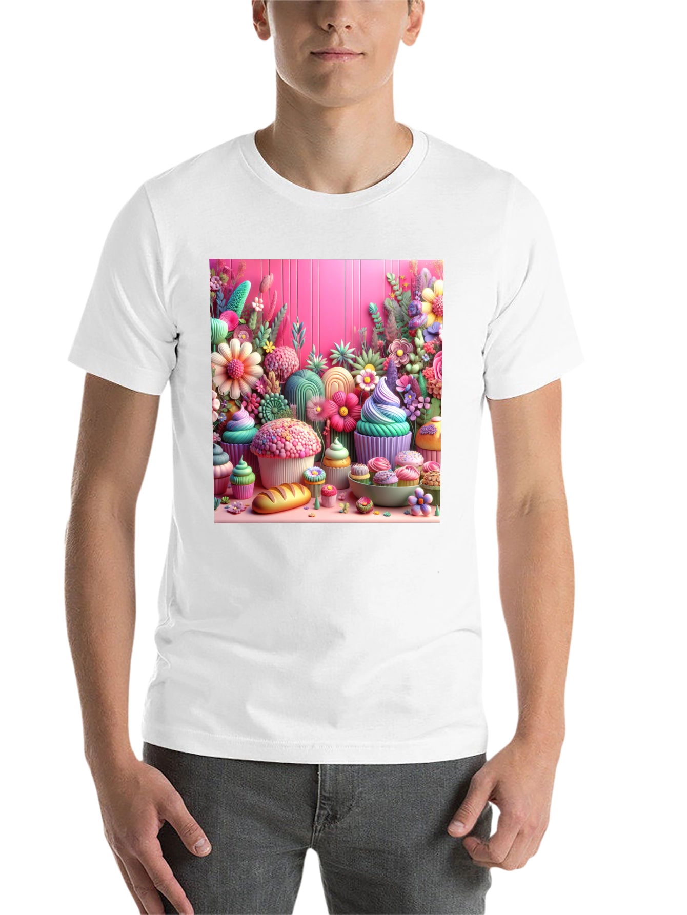 Black Sweet Treat Floral Cupcake T-Shirt view 14