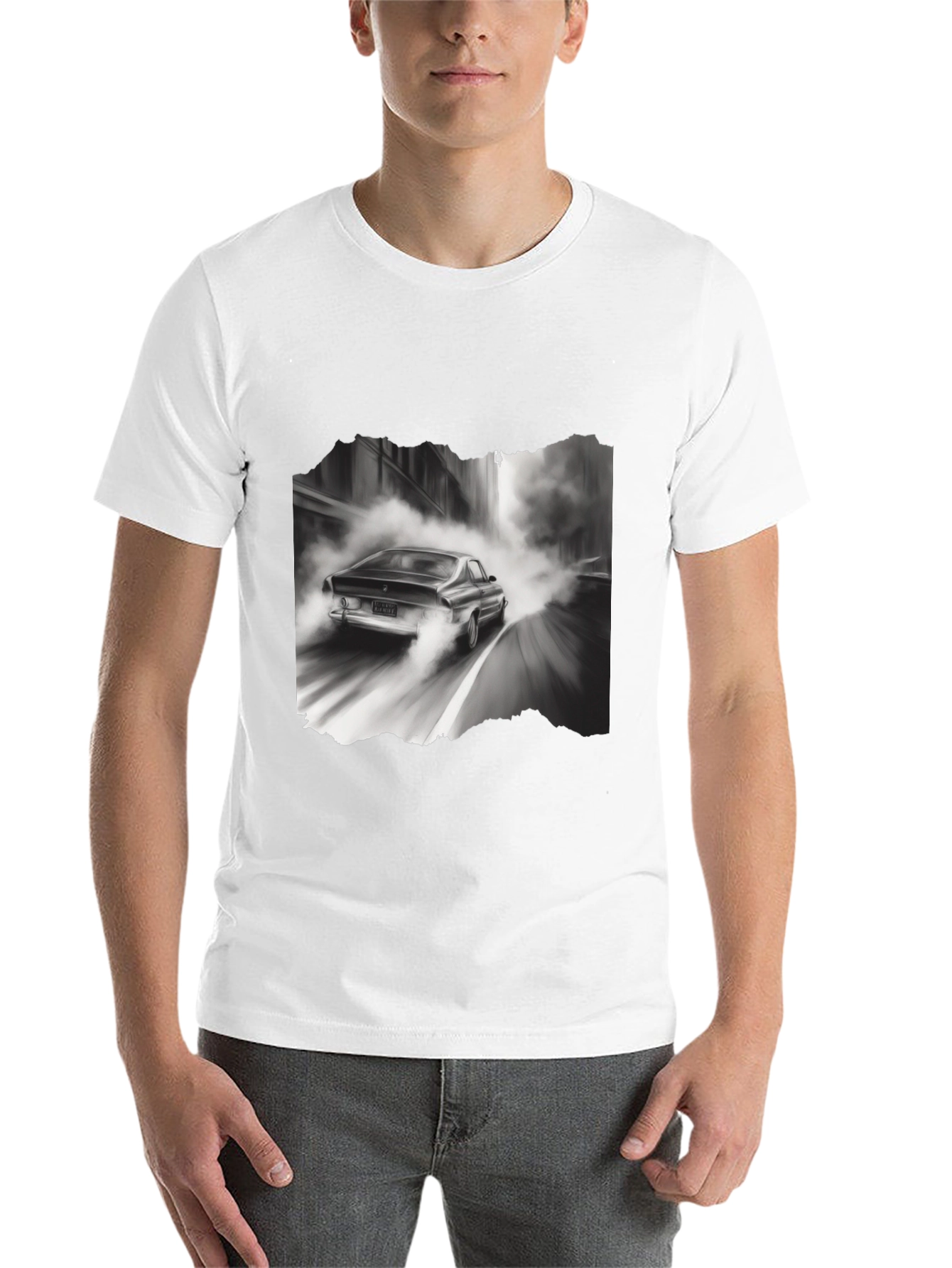 Black Retro Car Graphic Tee - Black Cotton Blend T-Shirt view 14