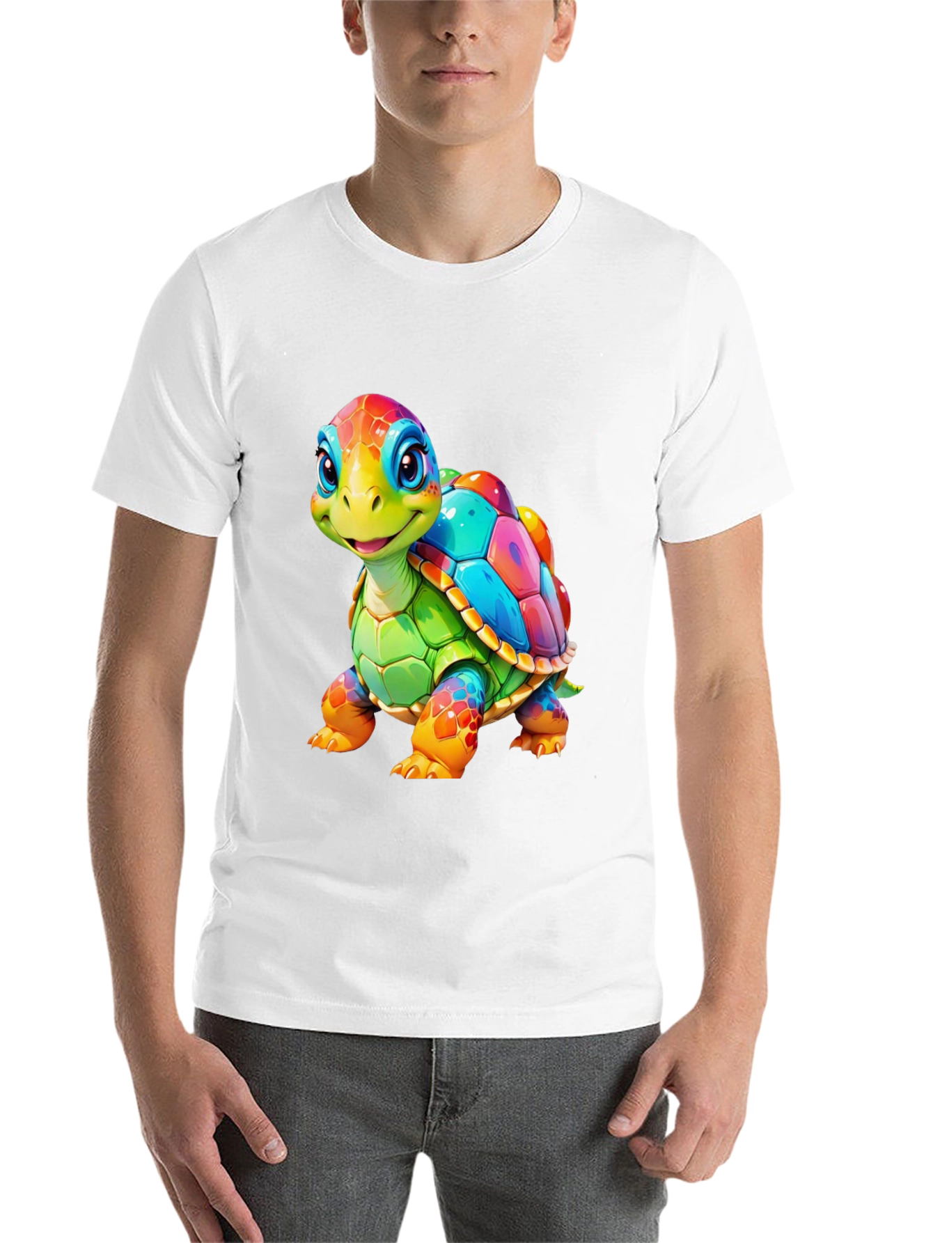 Black Rainbow Turtle Graphic Tee - Unique Colorful Design view 14