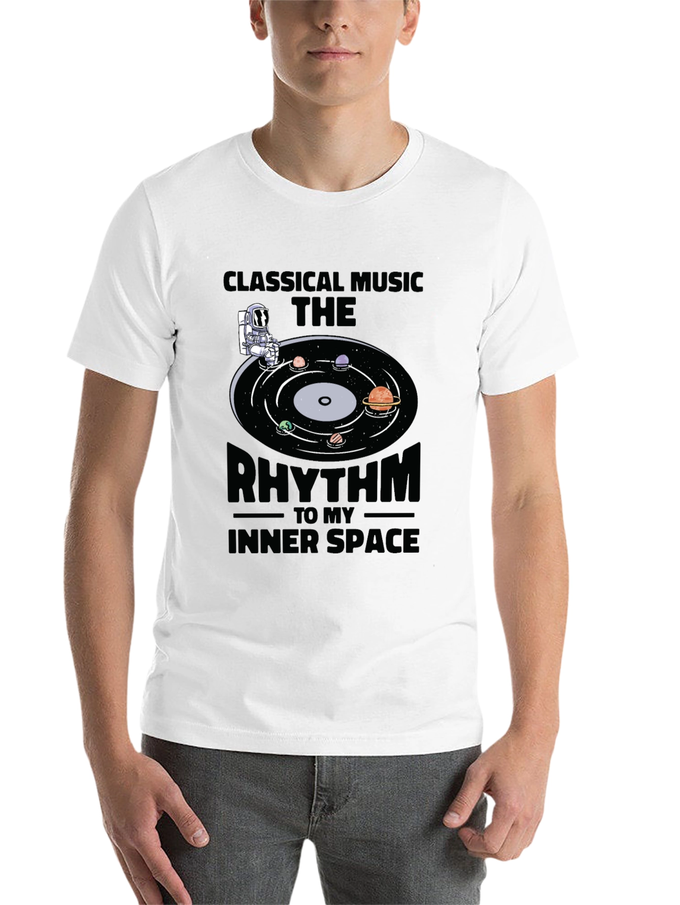 Black Classical Music T-Shirt: Inner Space Rhythm Tee view 14