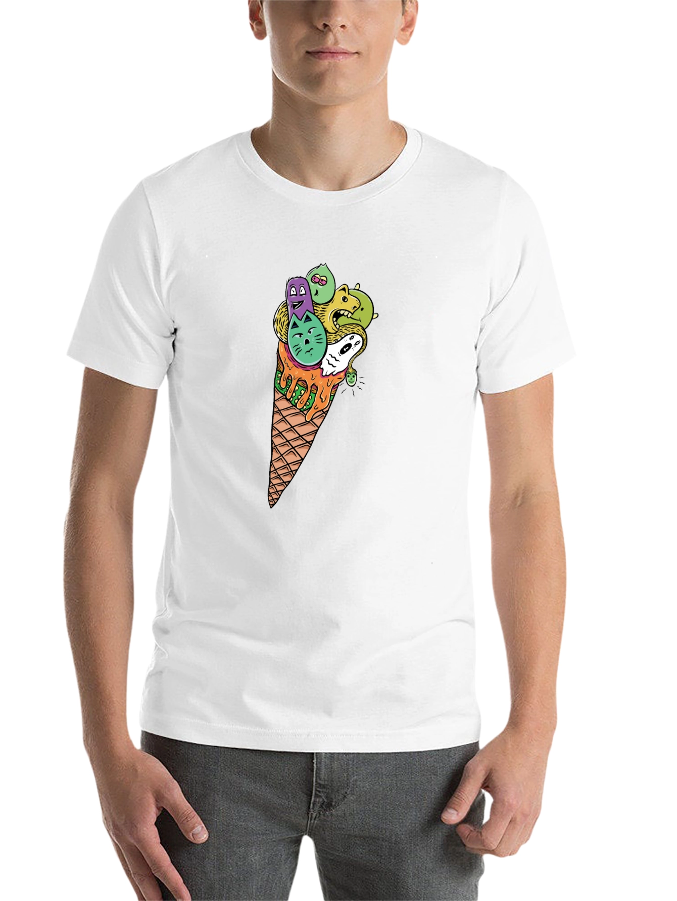 Black Funky Ice Cream Cone Graphic Tee - Black view 14
